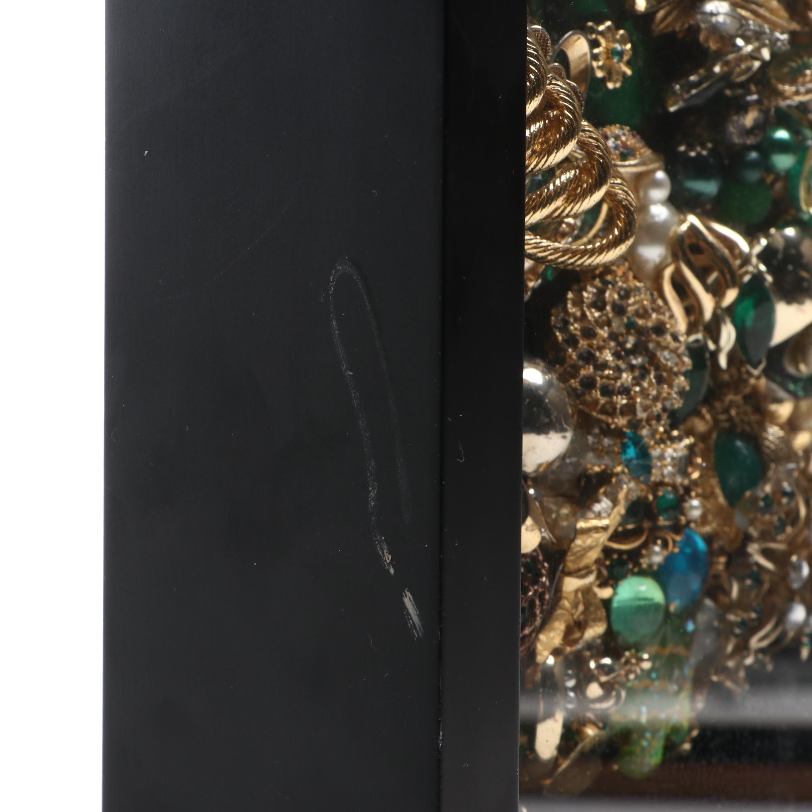 Costume Jewelry Collage in Shadow Box Display