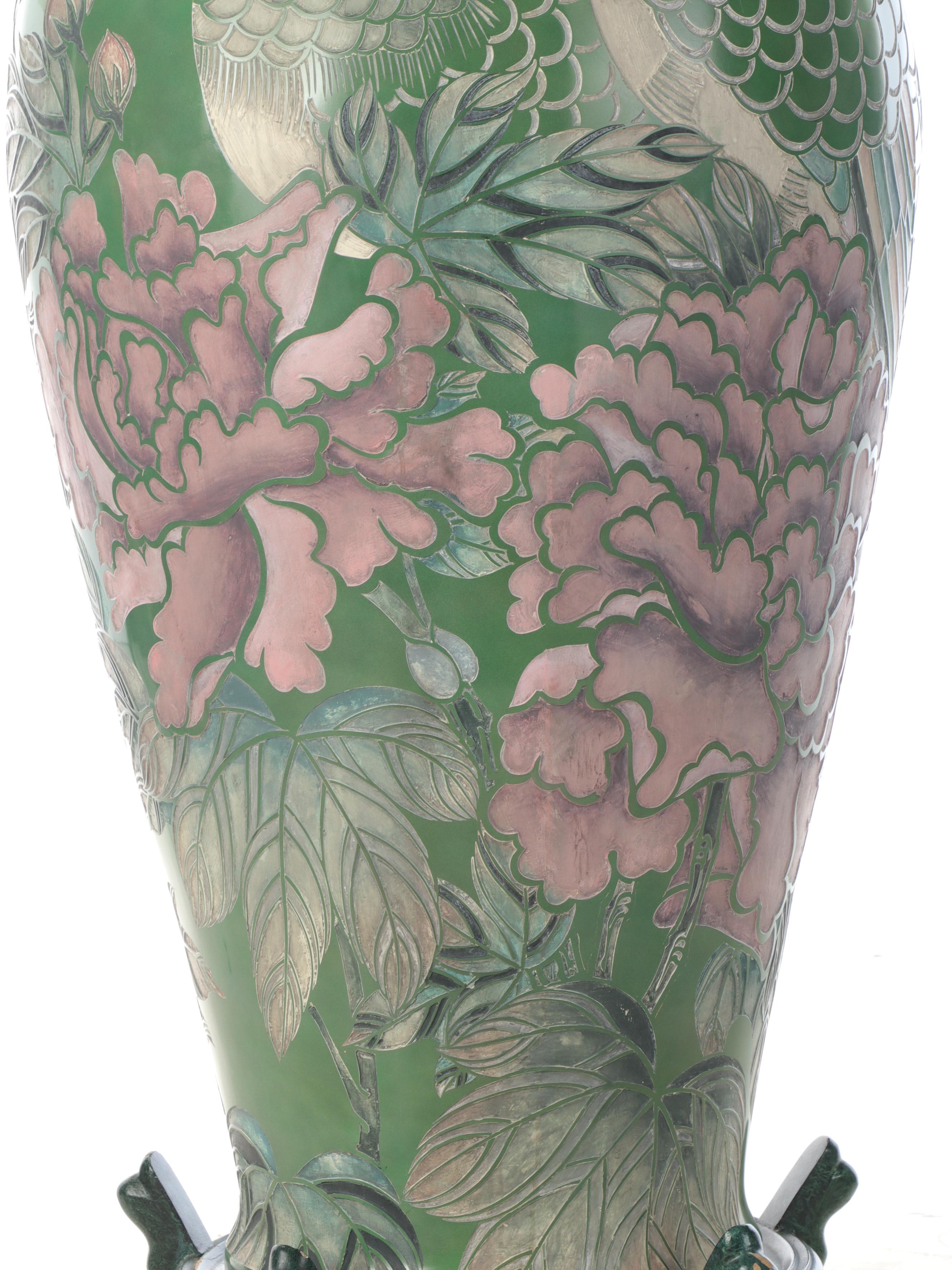 Chinese Famille Vert Vase on Stand