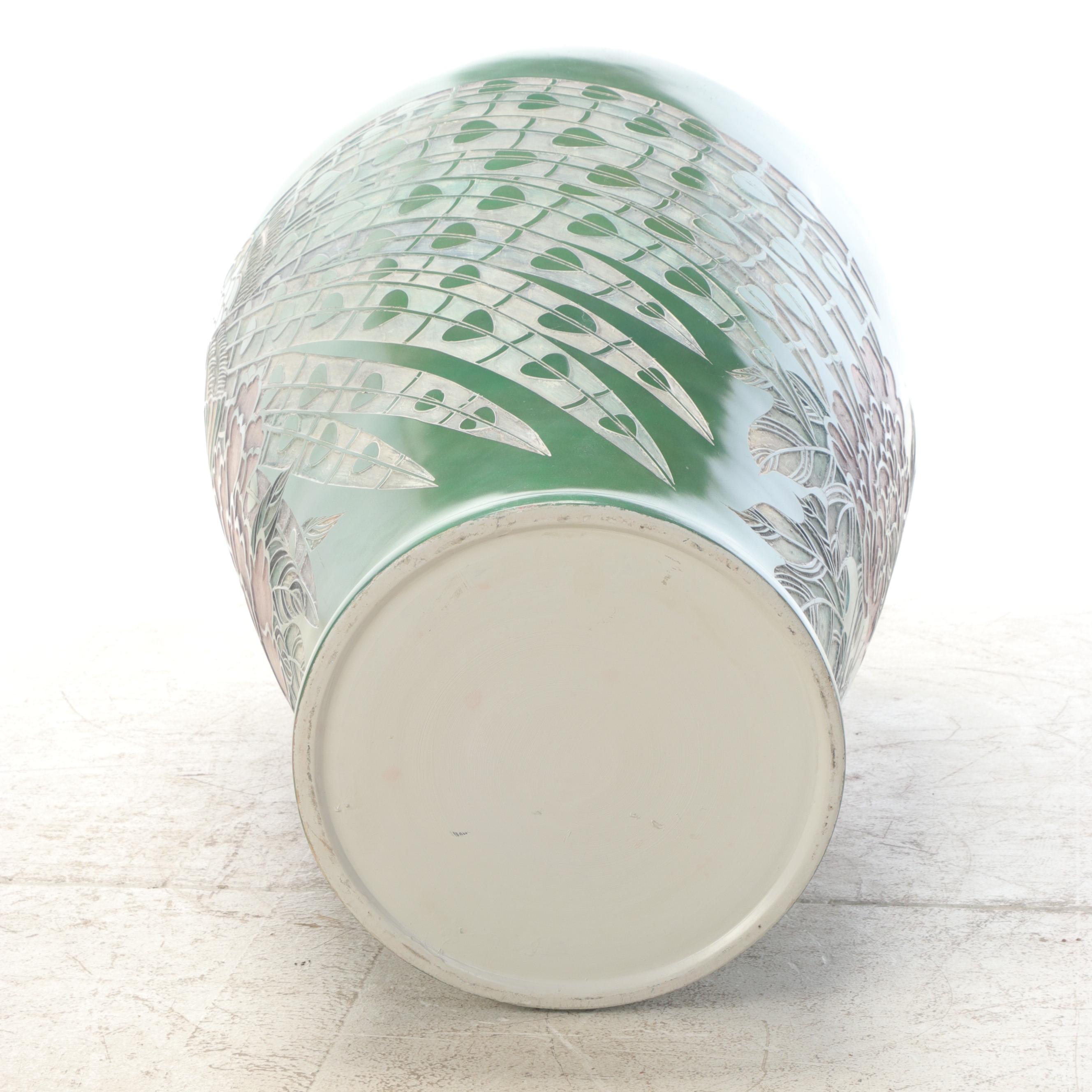 Chinese Famille Vert Vase on Stand