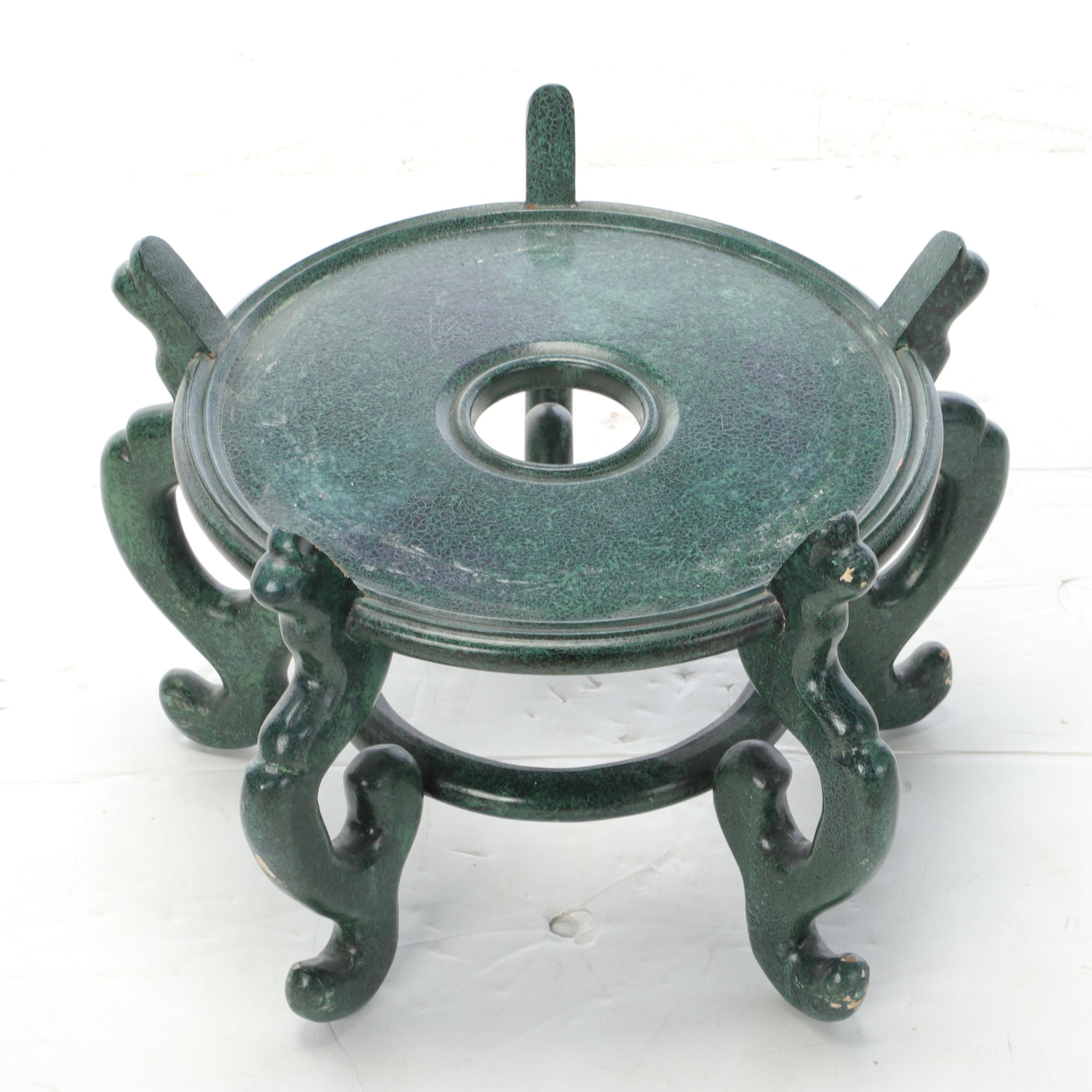 Chinese Famille Vert Vase on Stand