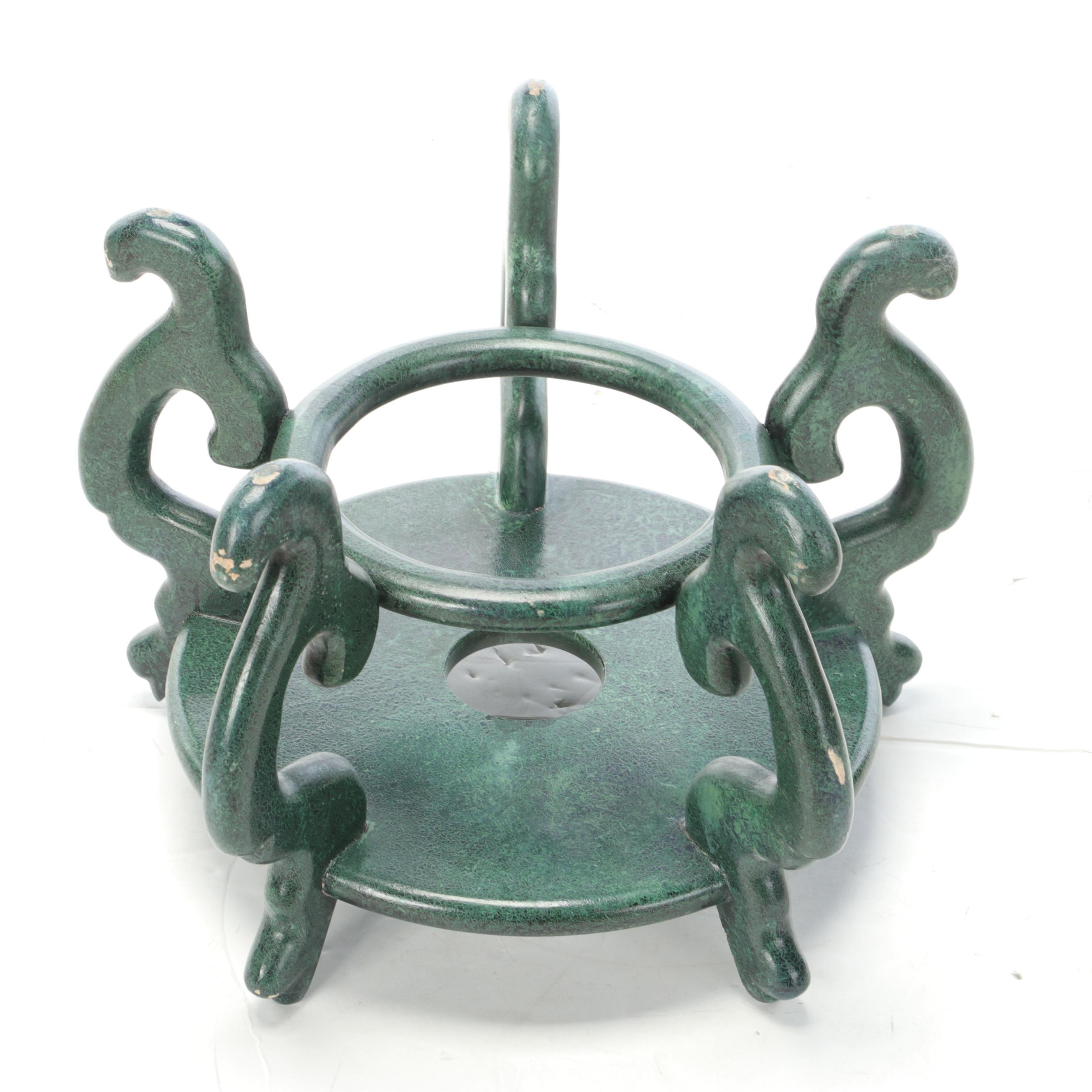 Chinese Famille Vert Vase on Stand