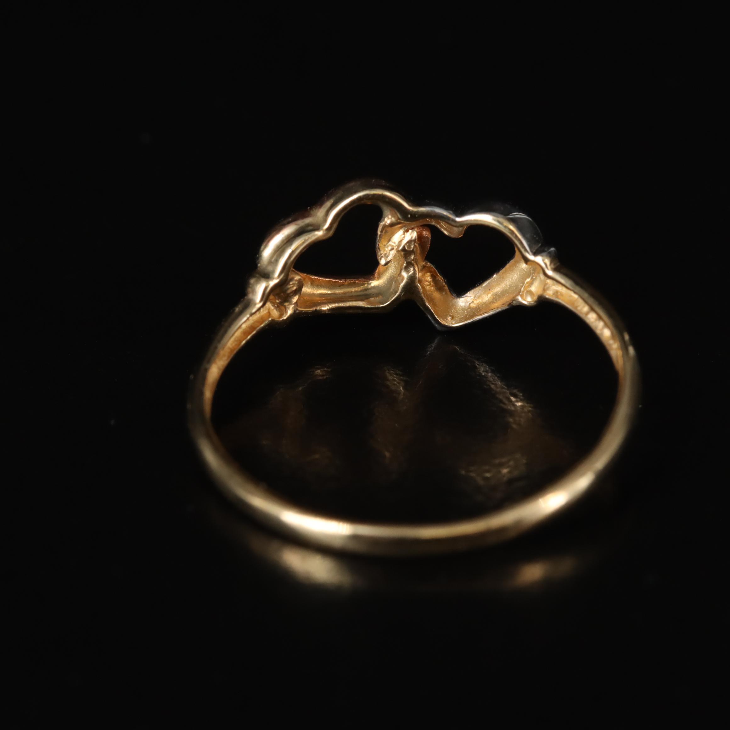 14K Tri-Color Gold Double Heart Ring