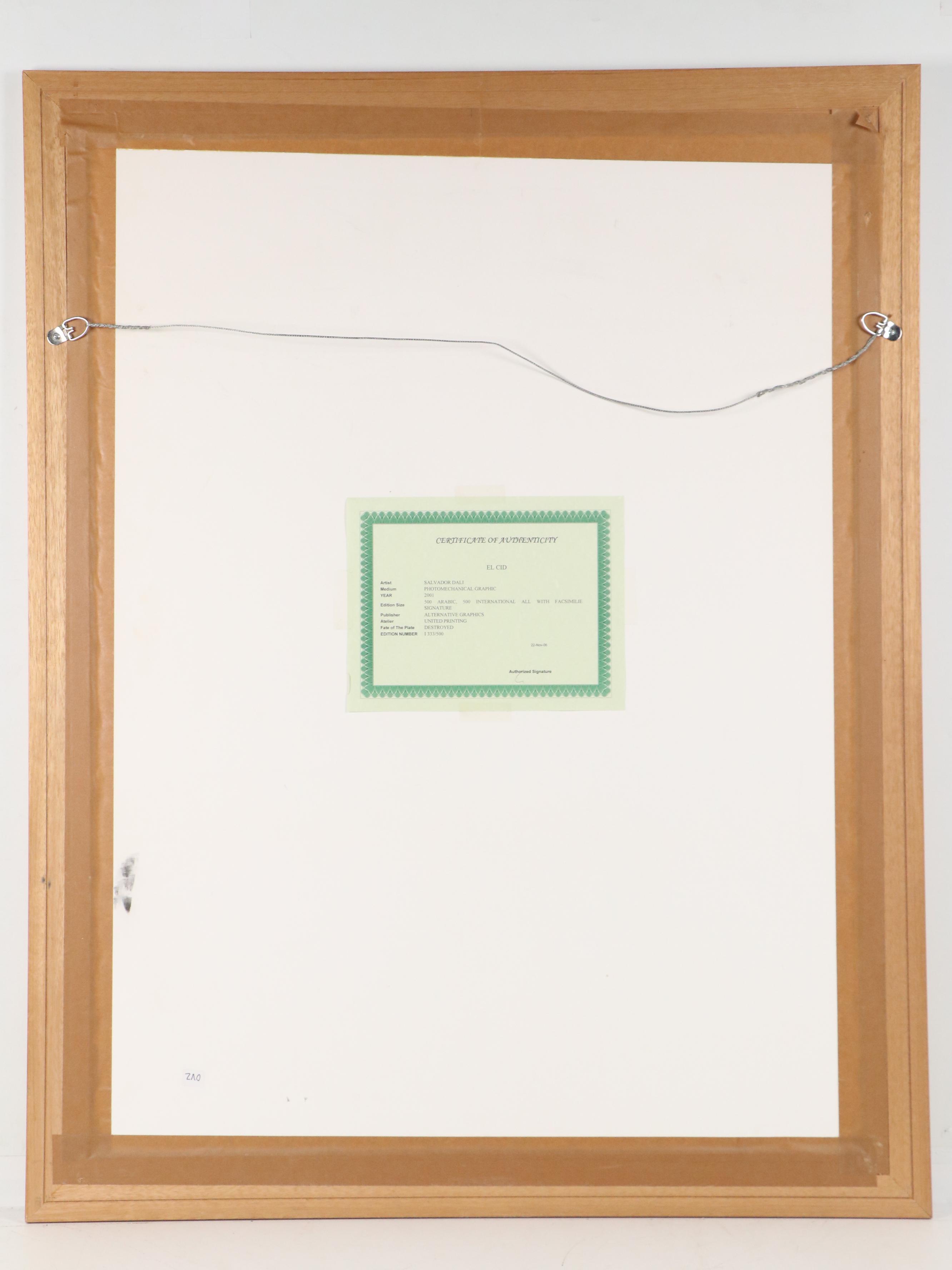 Offset Lithograph After Dali "El Cid," 2001