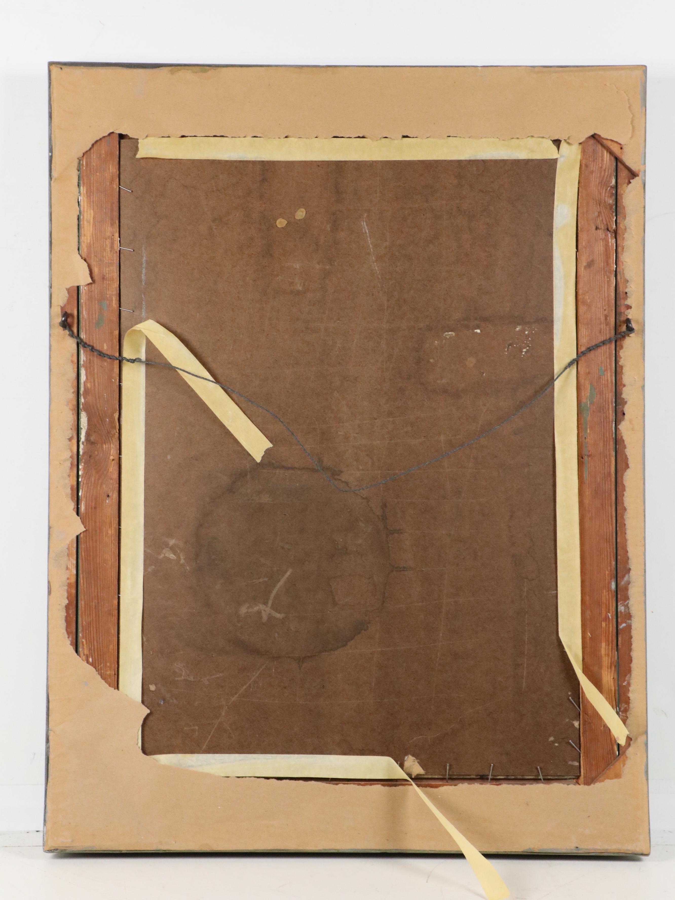 Oil Painting of an Interior Scene with Two Men