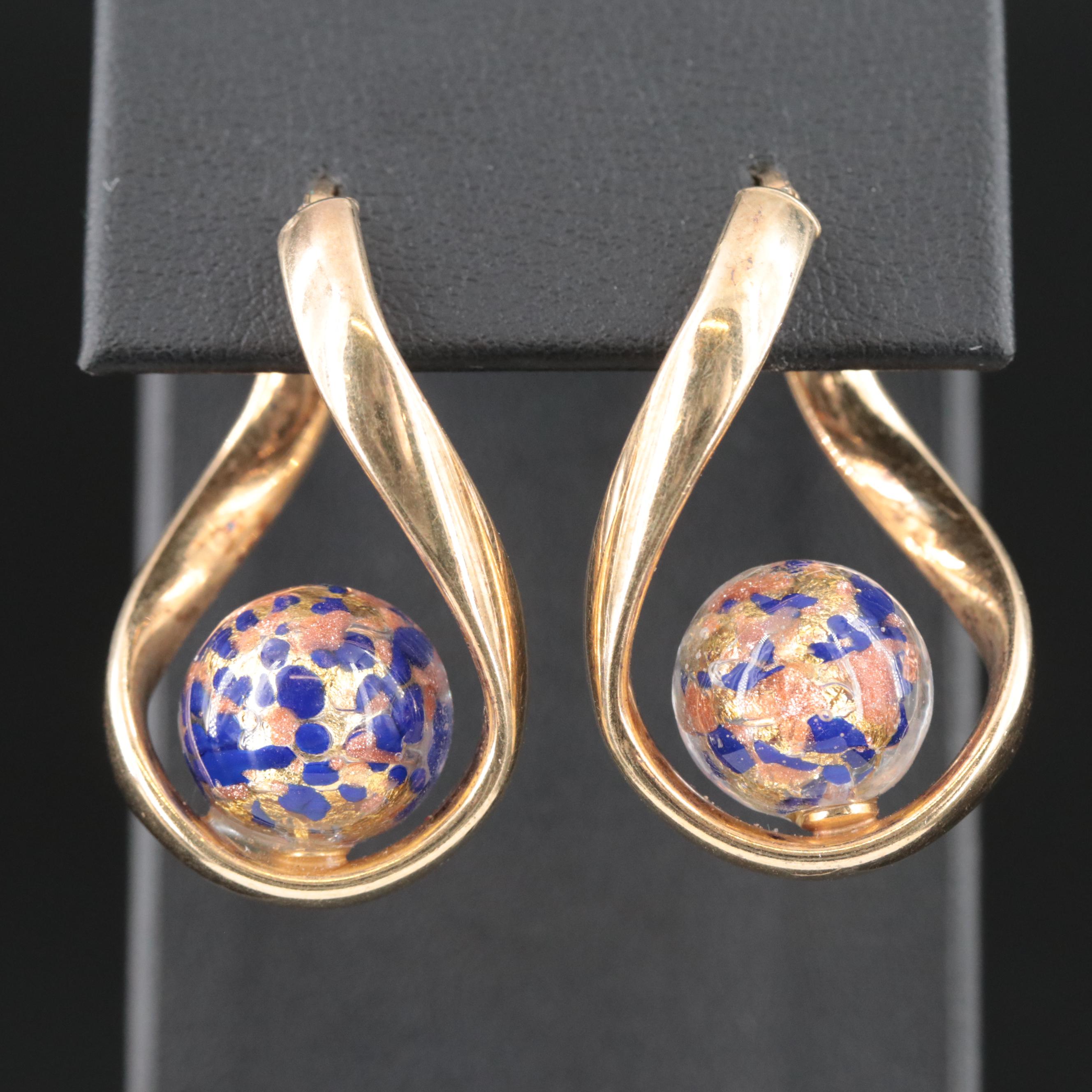 Italian Sterling Glass Hoop Earrings