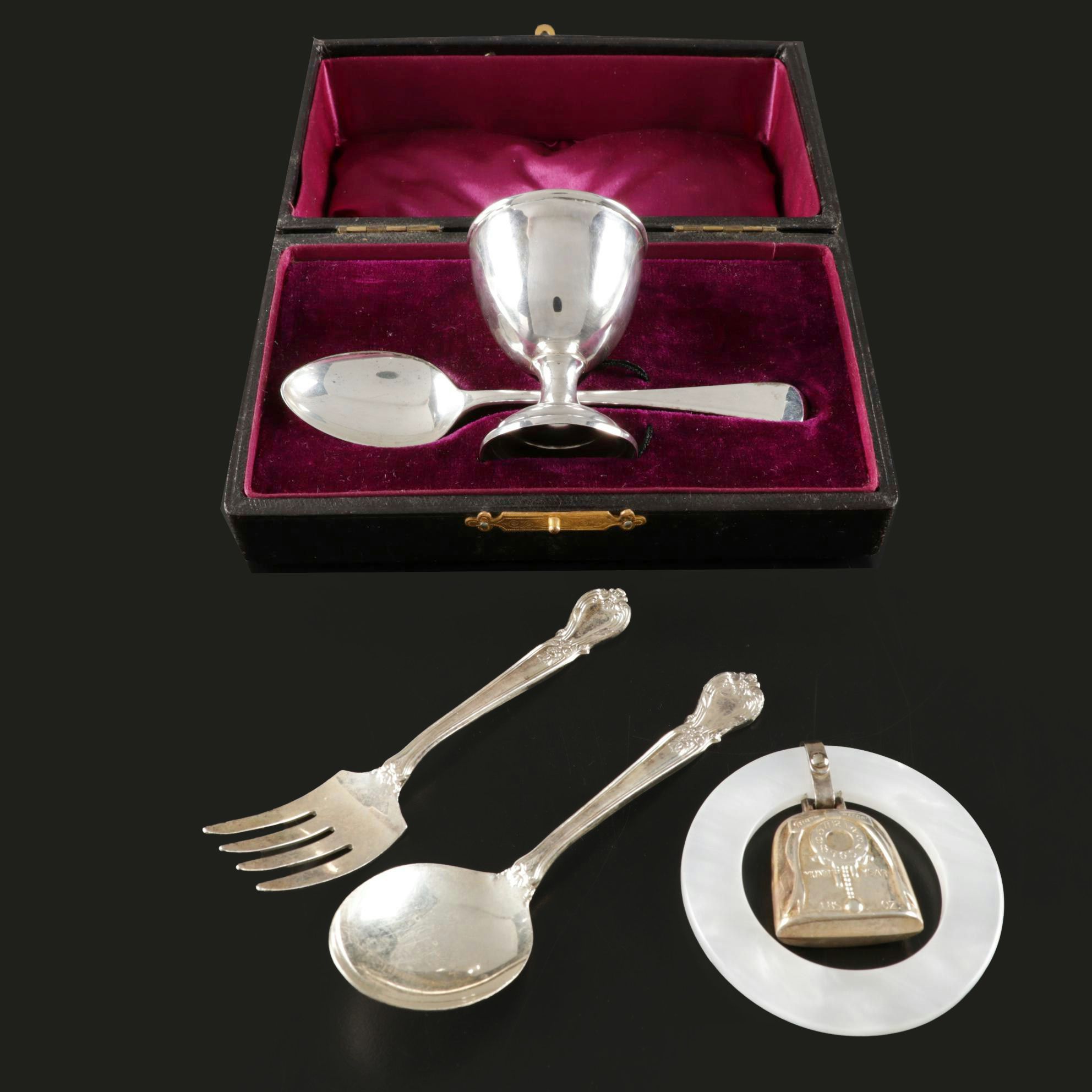 Sterling Silver Baby and Novelty Collection Featuring Baby Birth Record Rattle