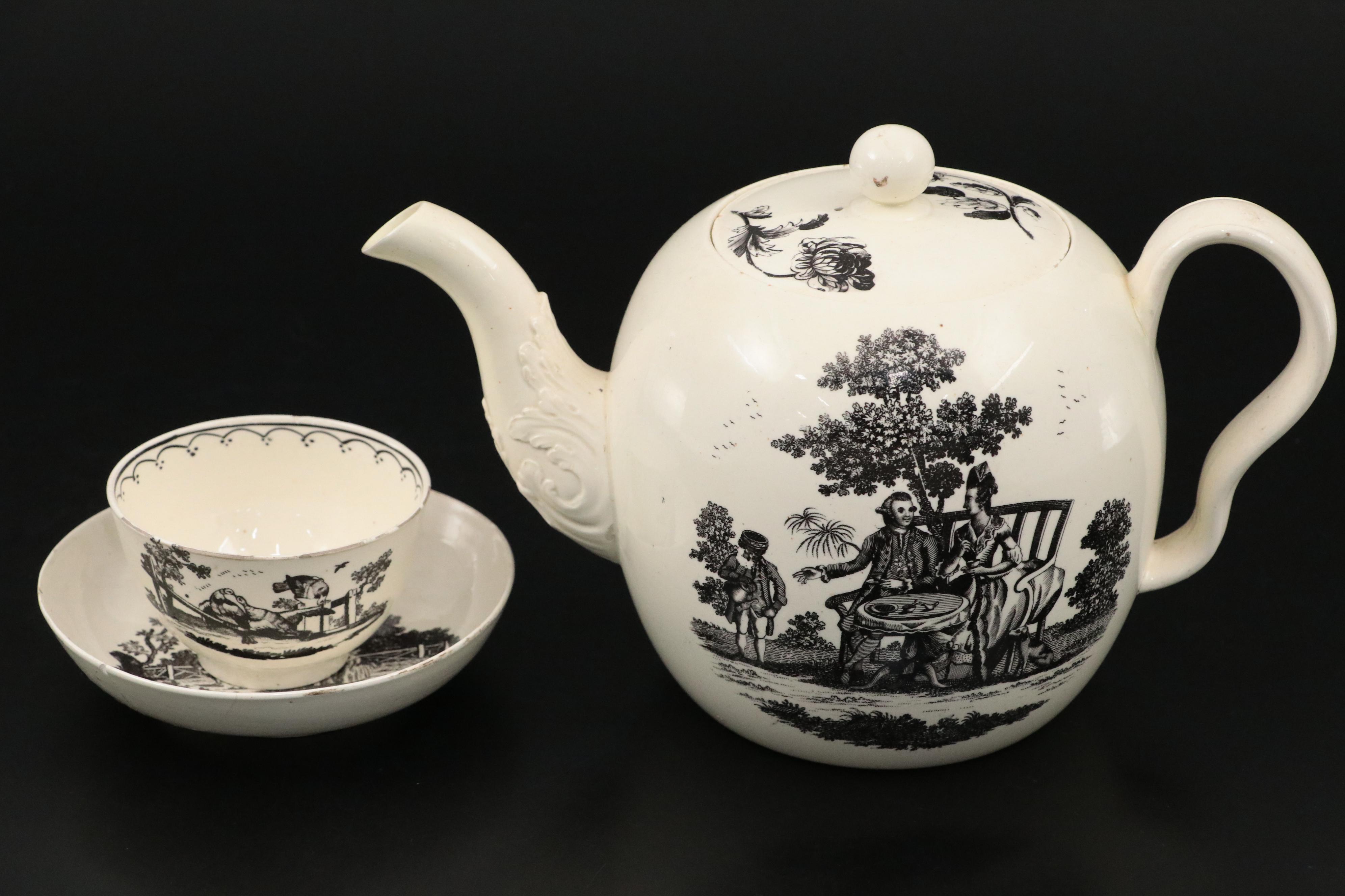 Wedgwood Liverpool Birds Soup Plate with Other English Black Transfer Creamware