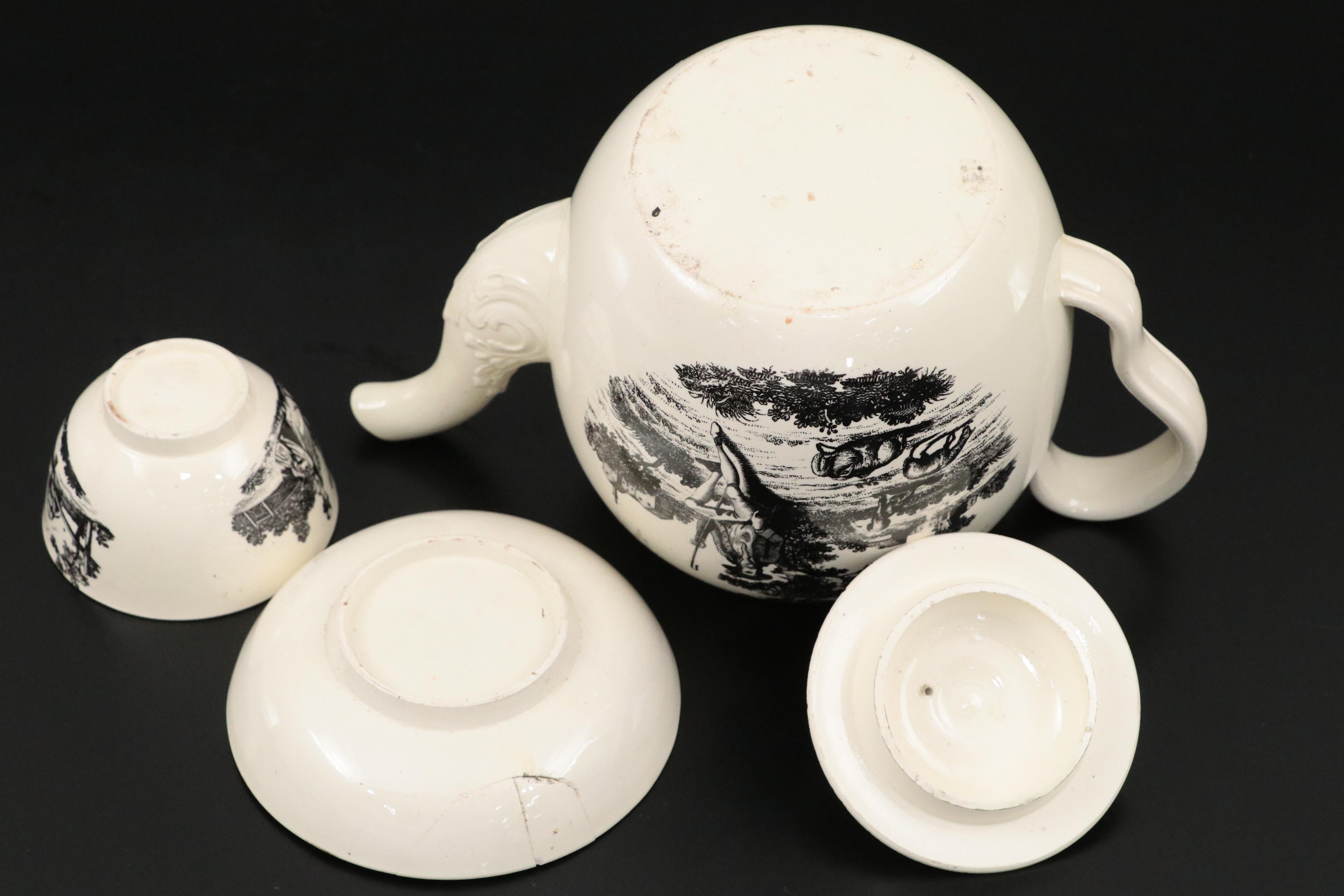 Wedgwood Liverpool Birds Soup Plate with Other English Black Transfer Creamware