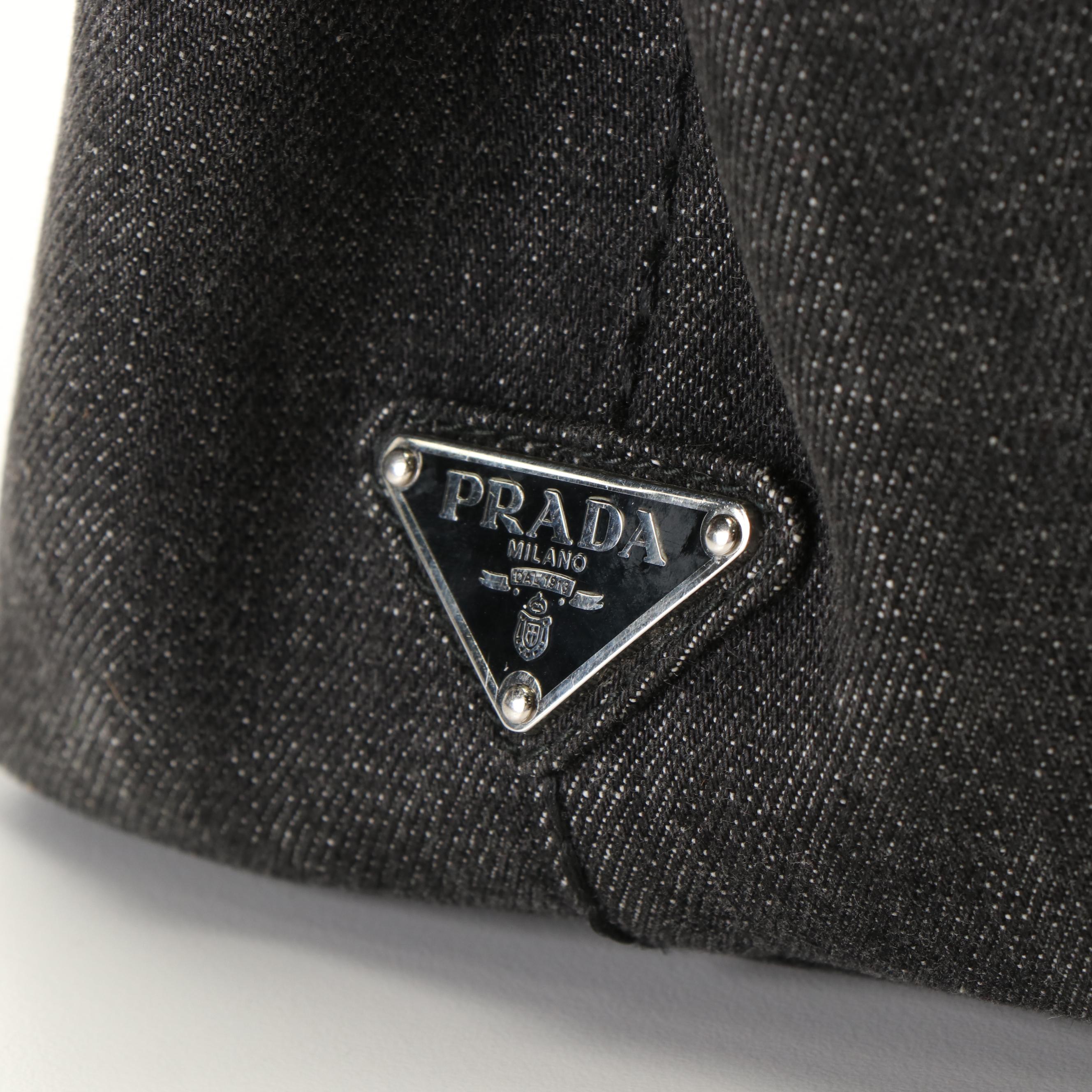 Prada Grey Denim Canapa Tote Bag