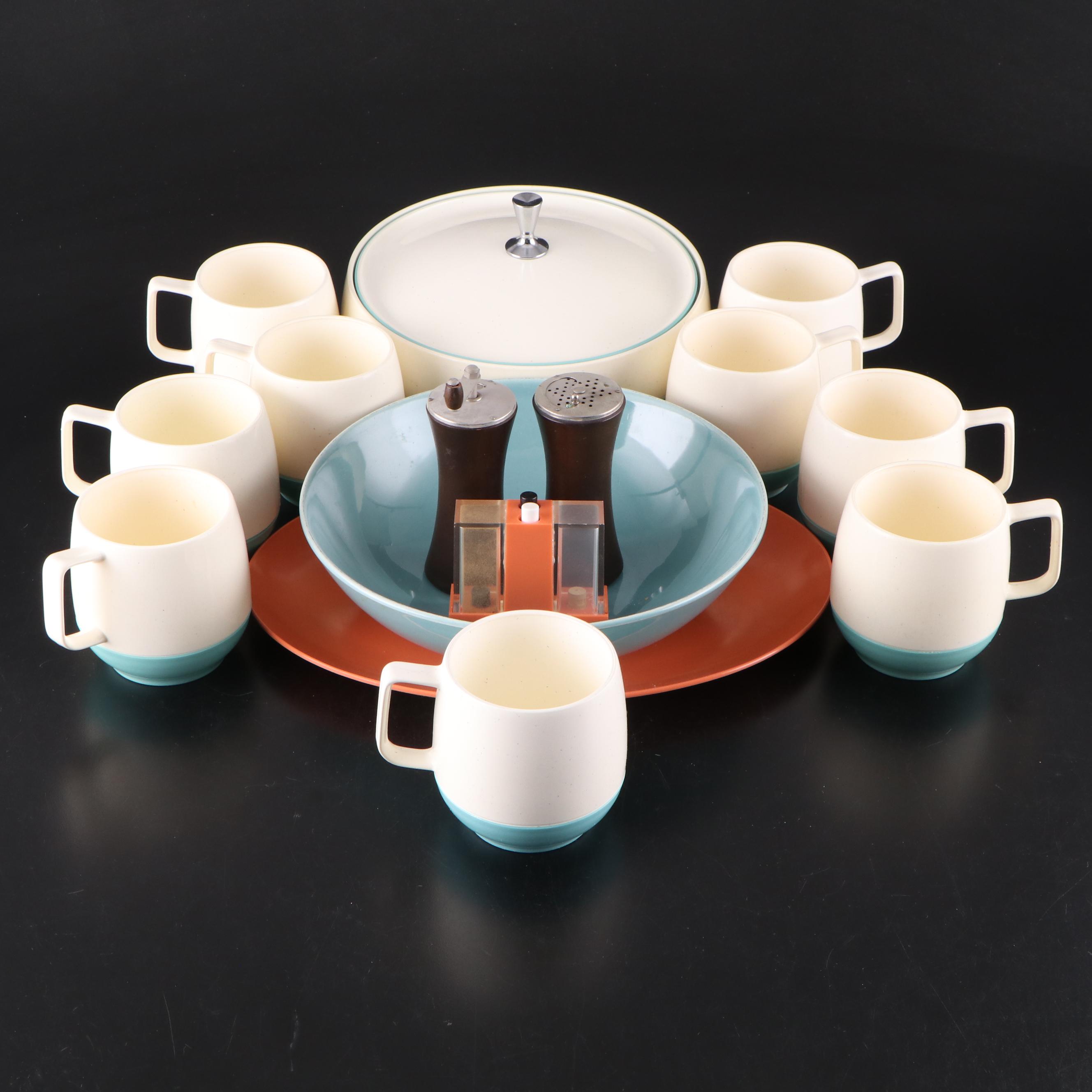 Bopp-Decker Vacron Mugs and Serving Bowl with Other Tableware, Mid-Late 20th C.