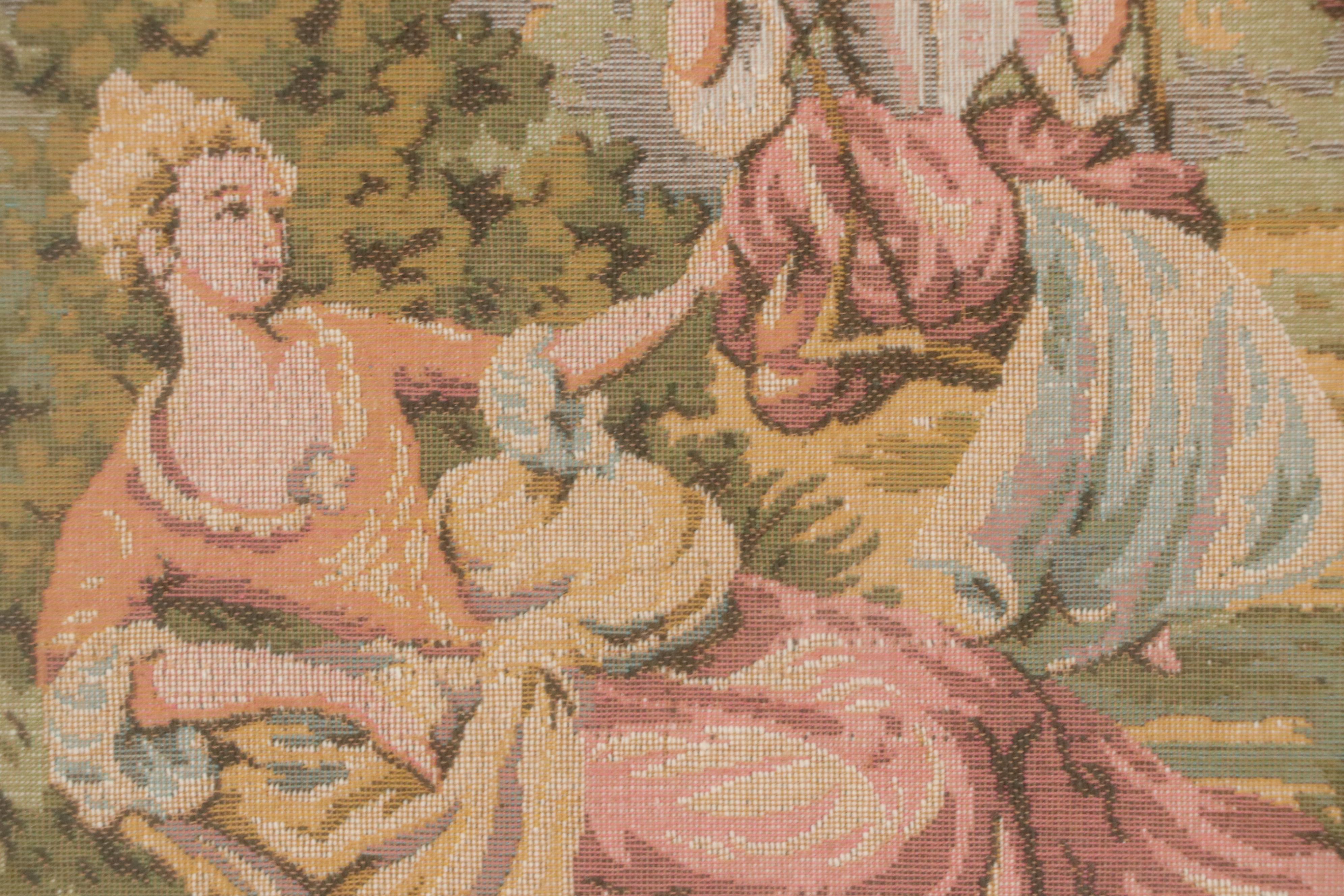 Framed Gobelin Rococo Style Woven Tapestries