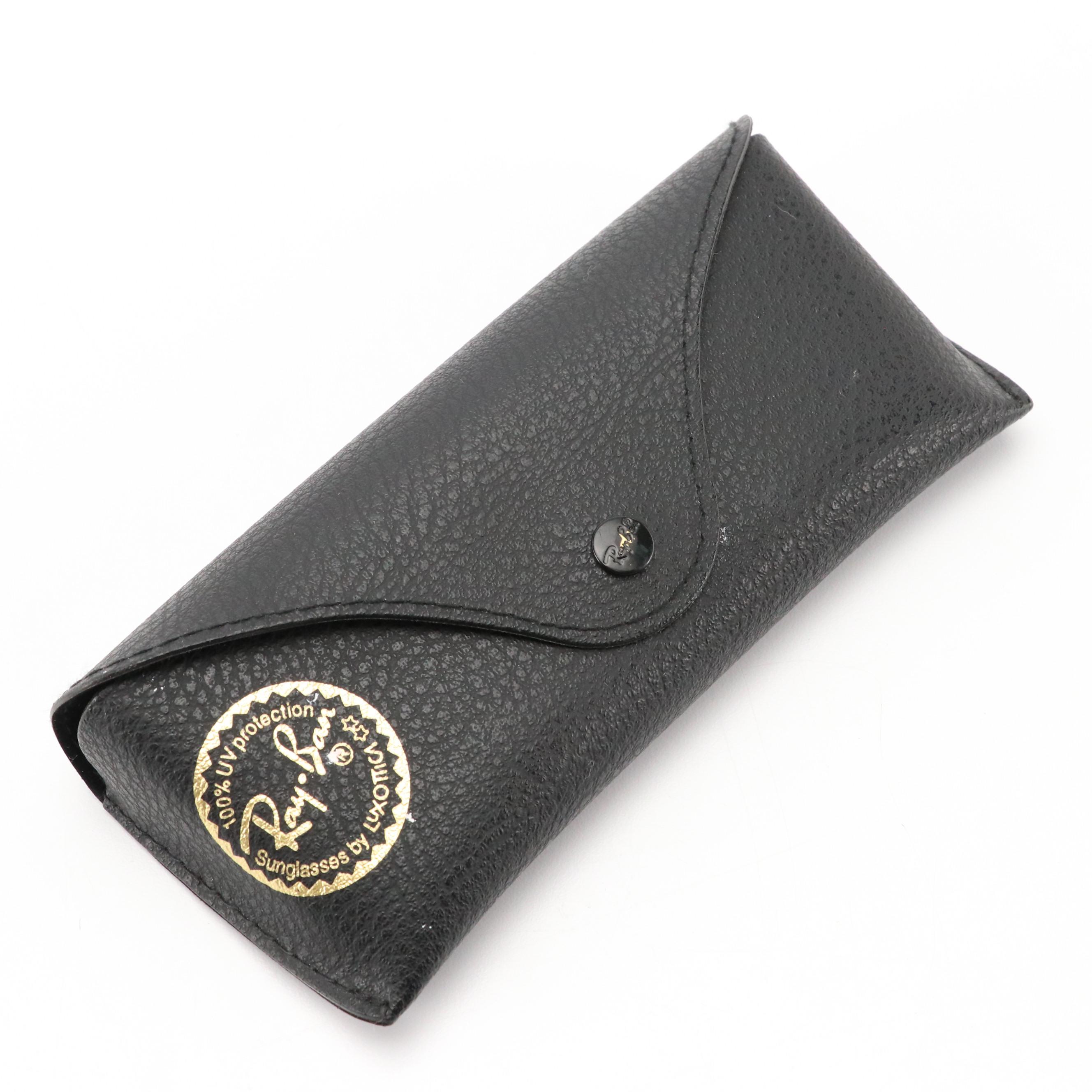 Ray-Ban RB3025 Black and Green Aviator Large Metal Sunglasses in Case