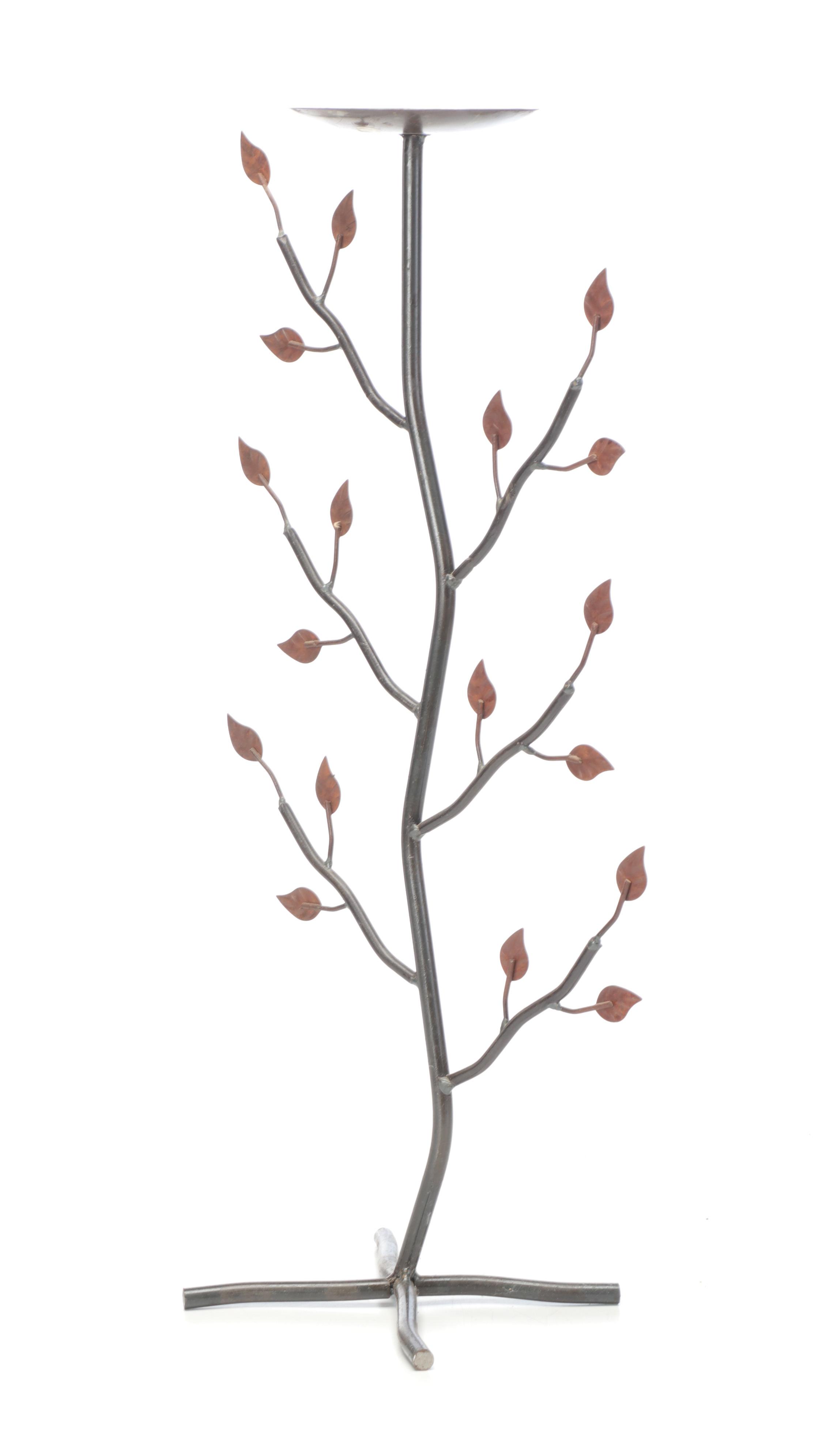 Rustic Style Wood and Wrought Iron Shelf with Other Home Décor