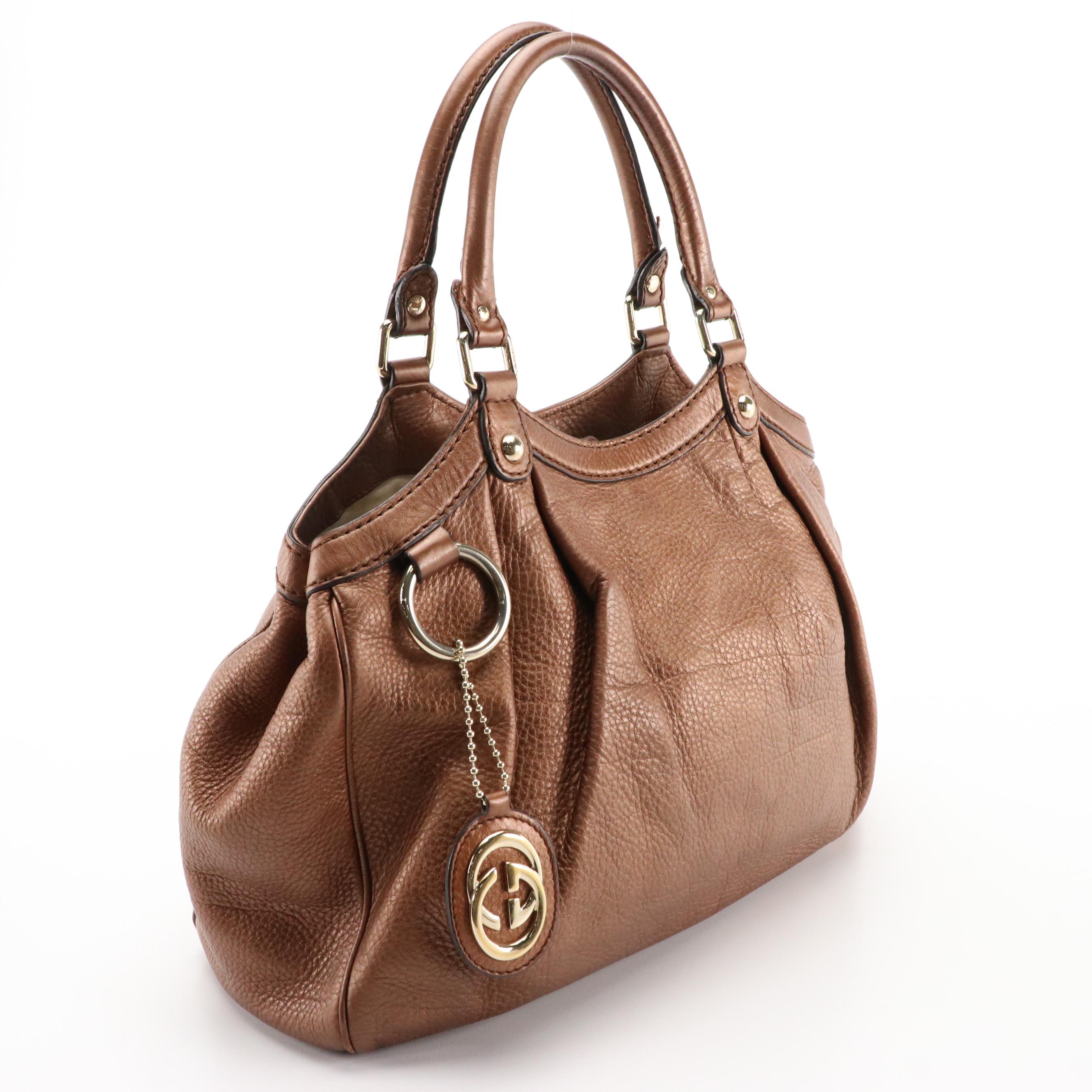 Gucci Sukey Handbag in Metallic Bronze Leather