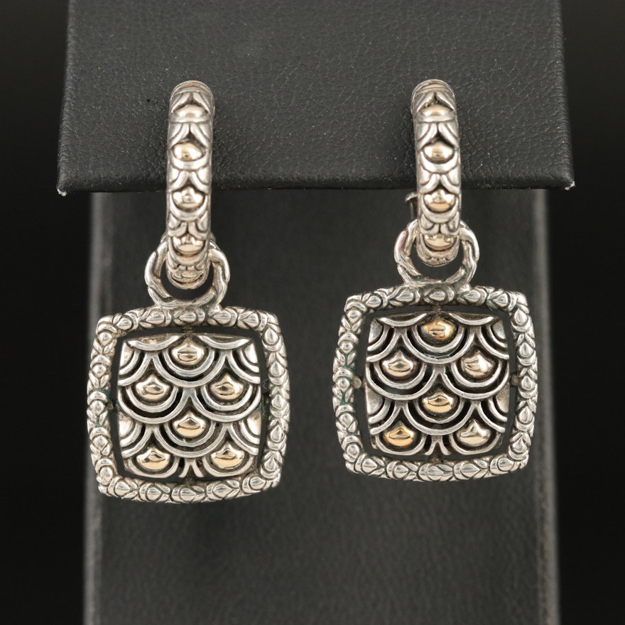 John Hardy 'Naga' Sterling and 18K Hoops with Removable Drops