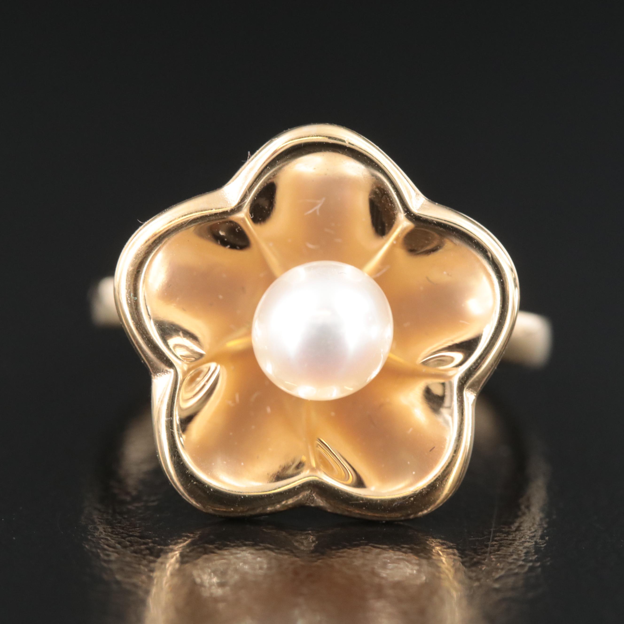 14K Pearl Flower Ring