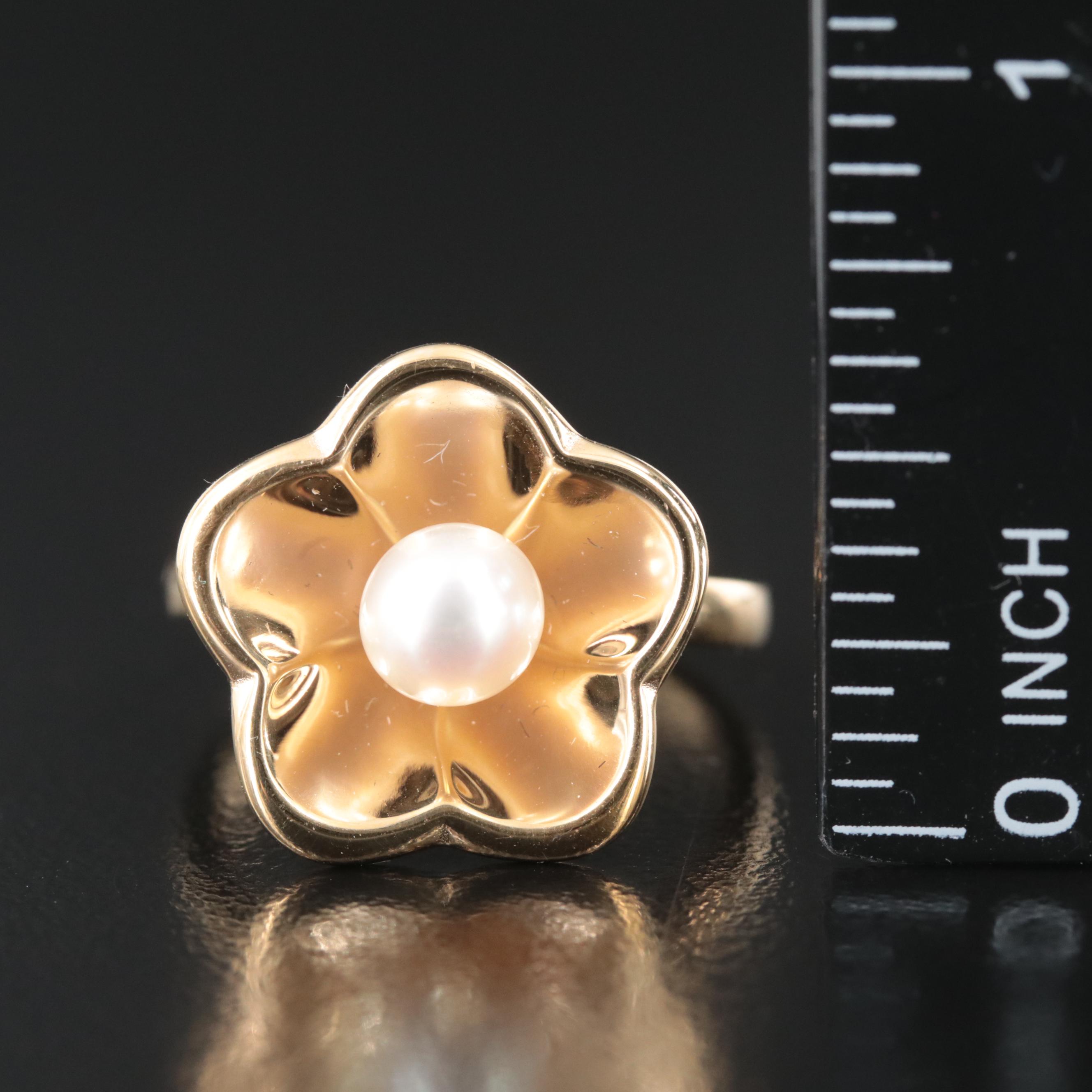 14K Pearl Flower Ring
