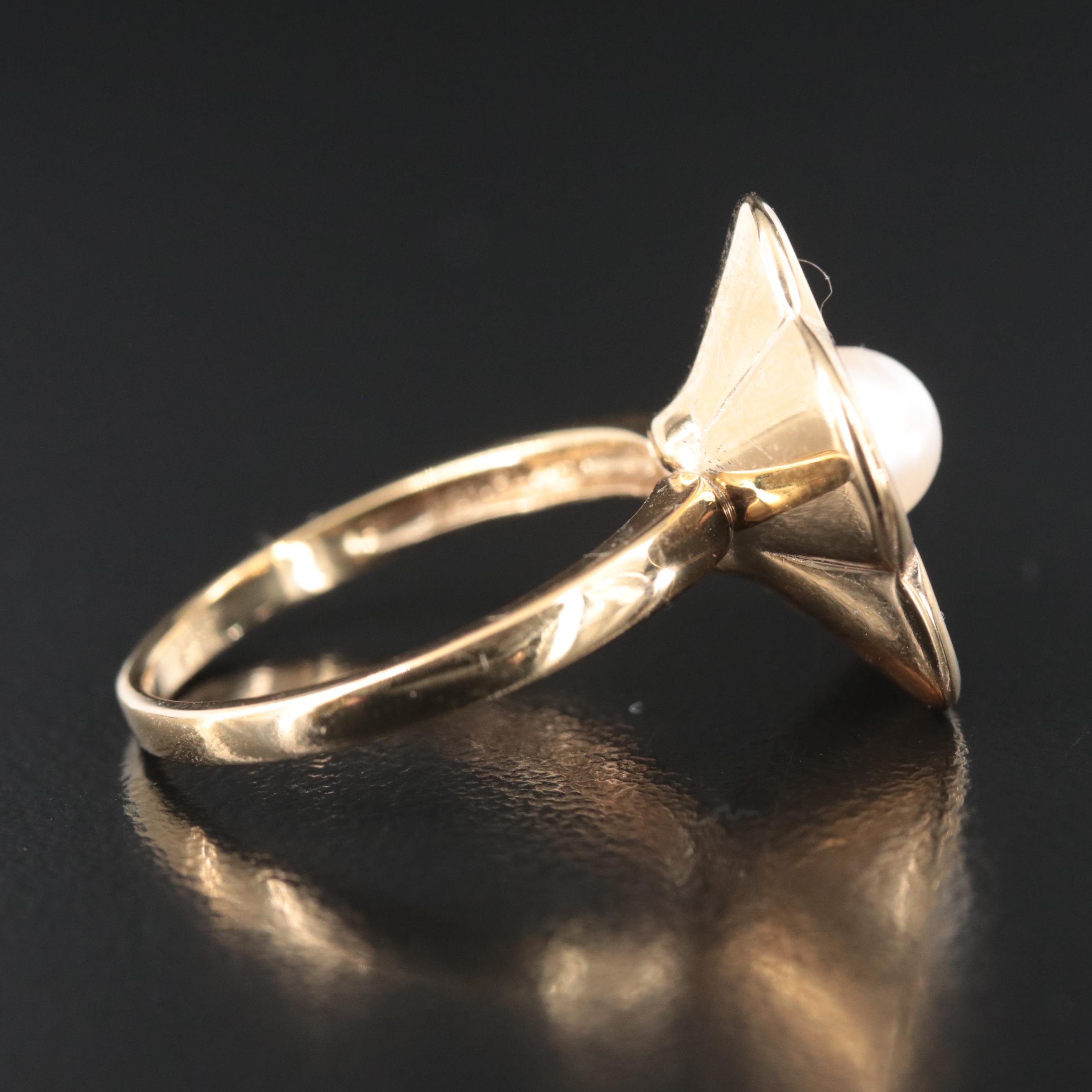 14K Pearl Flower Ring