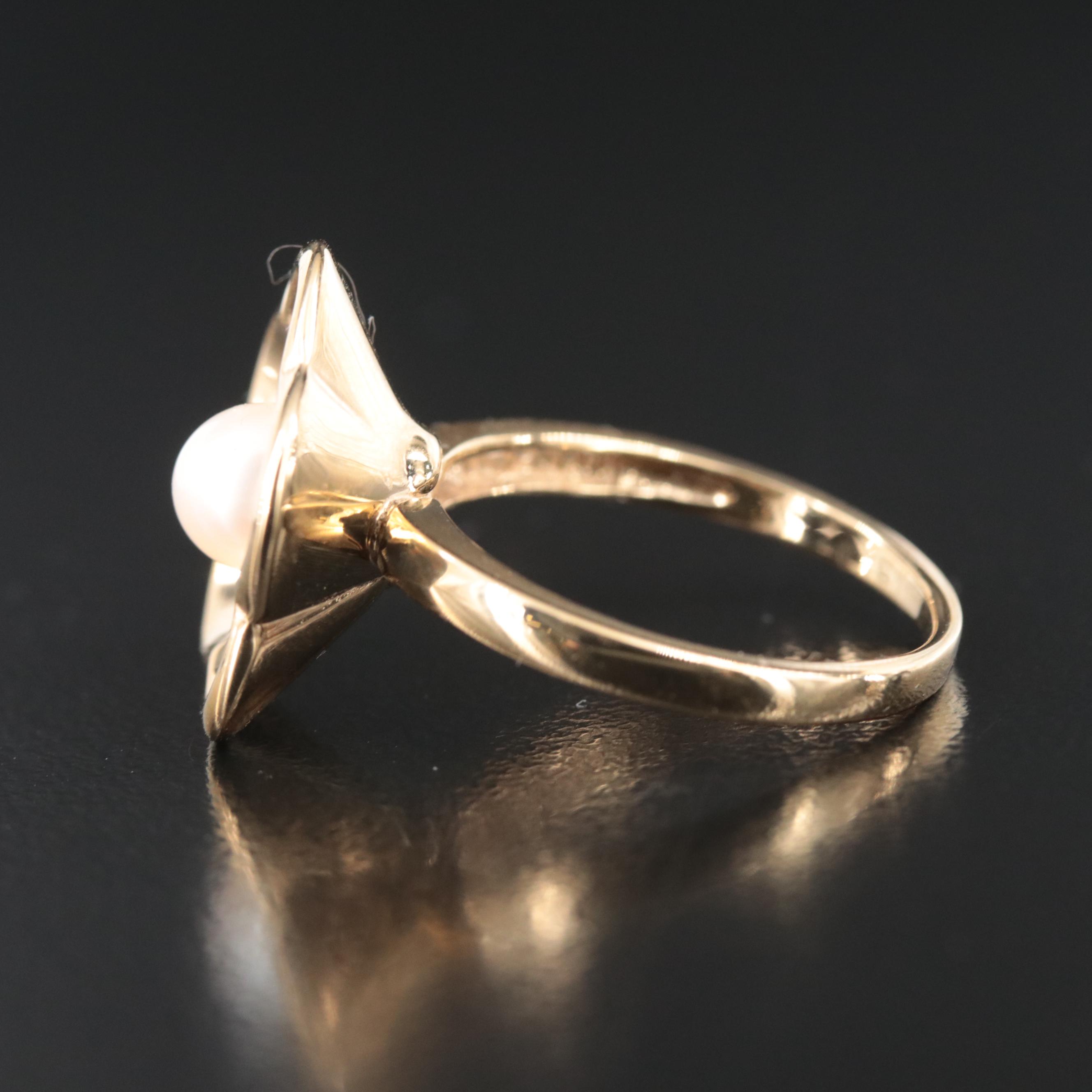14K Pearl Flower Ring