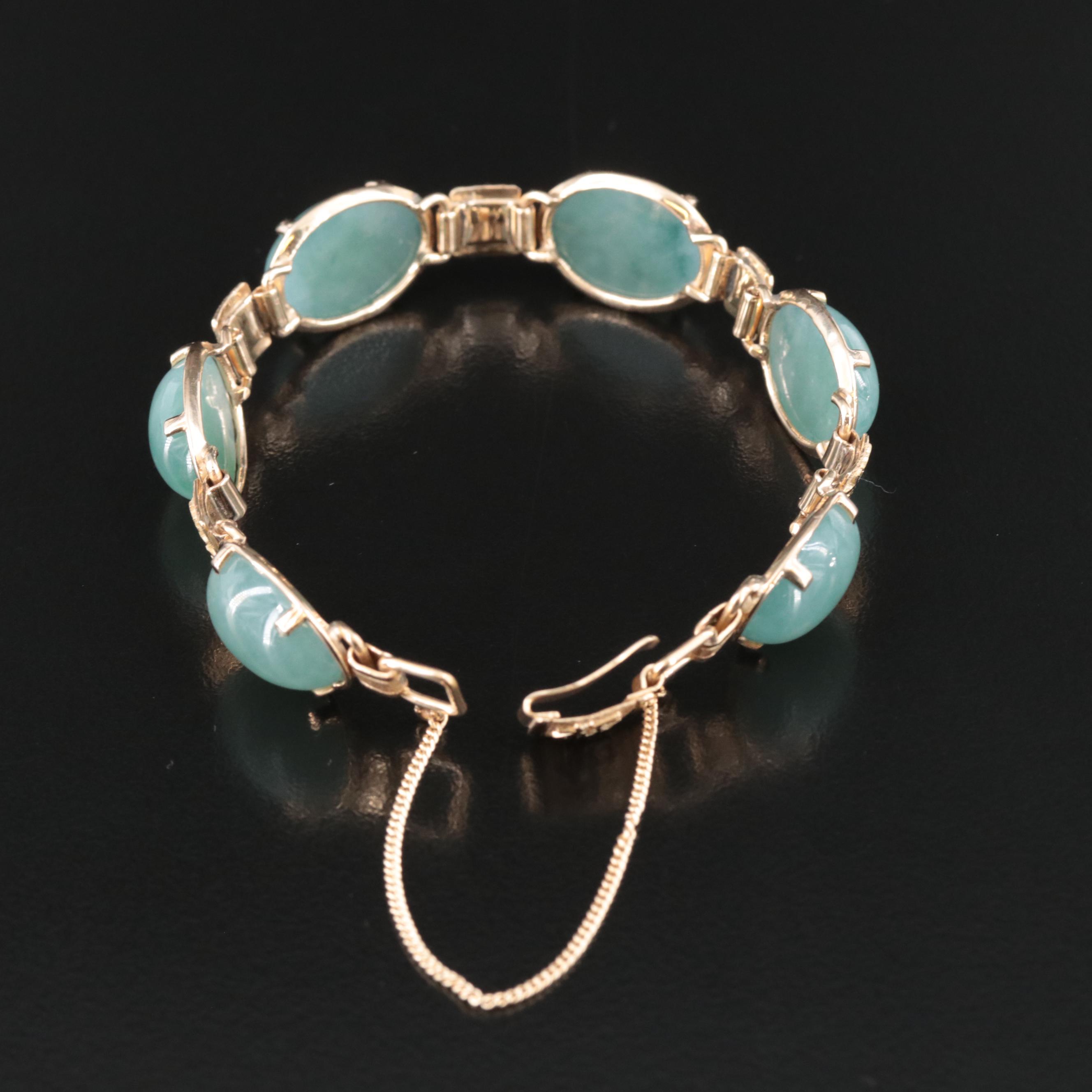 MING'S 14K Jadeite Bracelet with Chinese Characters