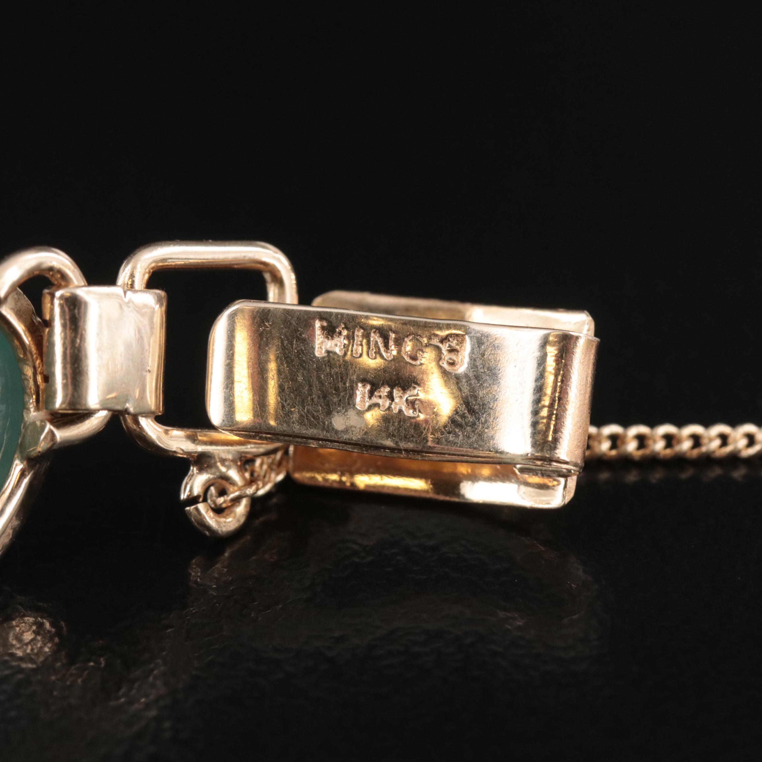 MING'S 14K Jadeite Bracelet with Chinese Characters
