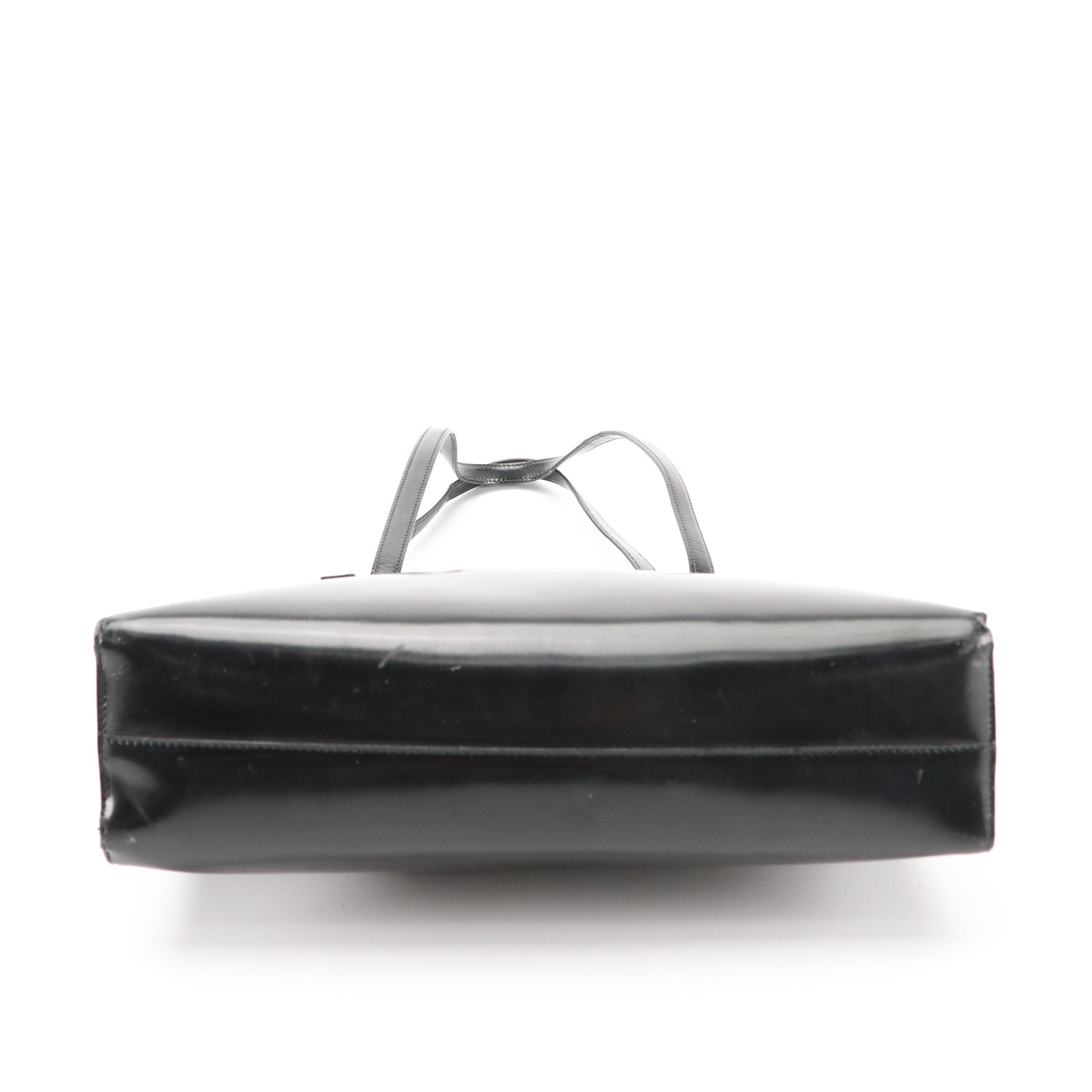 Prada Vintage Black Patent Leather Push Lock Frame Shoulder Bag