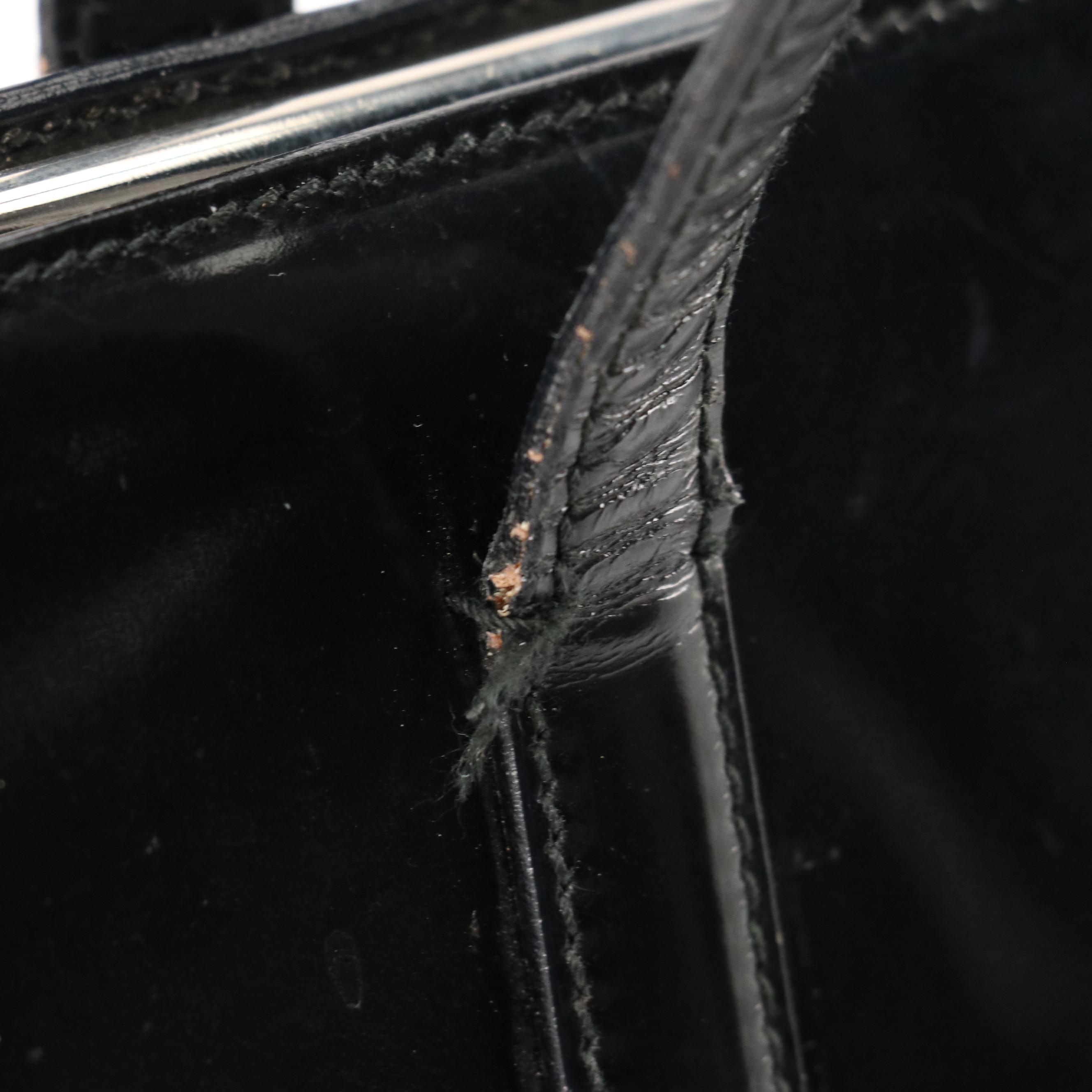 Prada Vintage Black Patent Leather Push Lock Frame Shoulder Bag