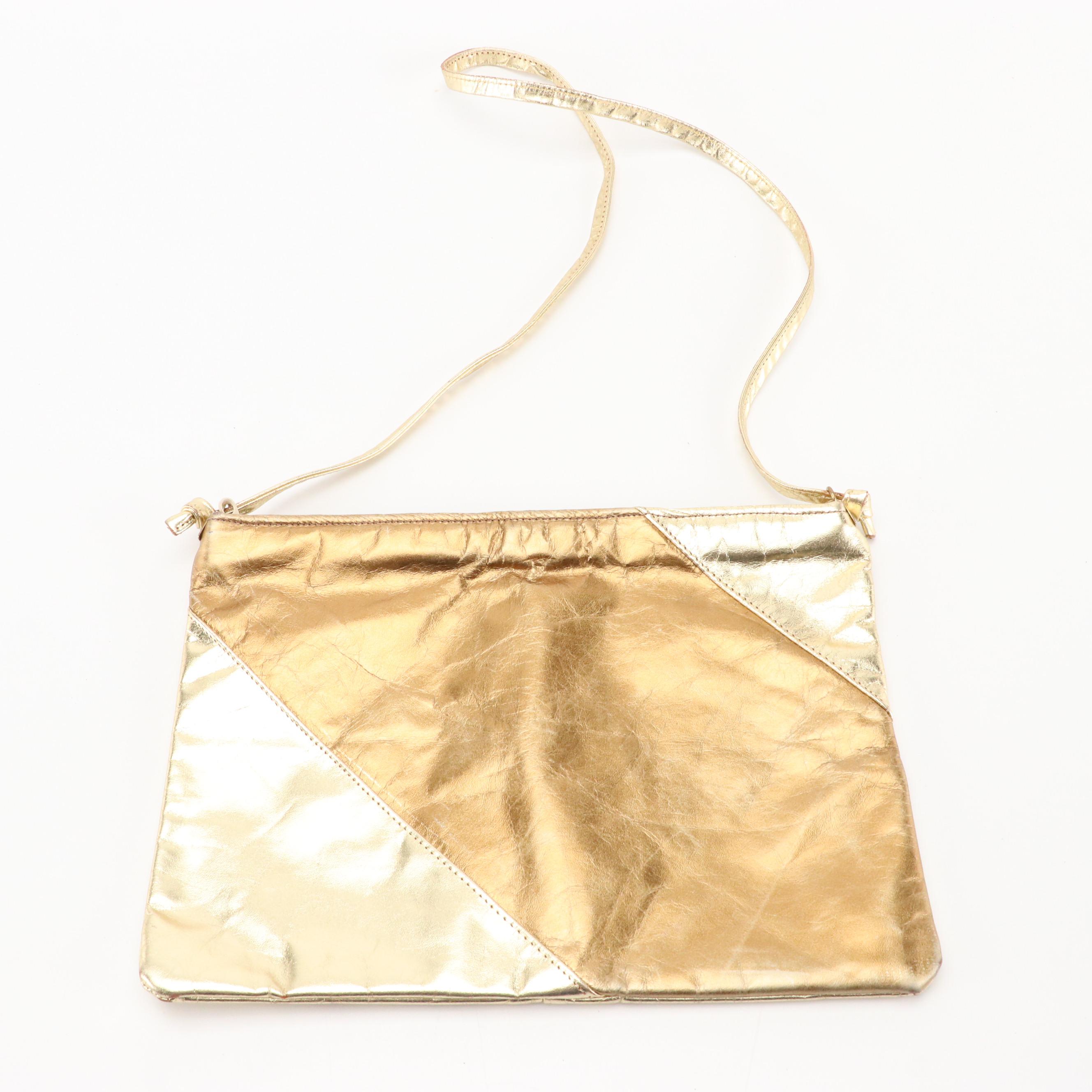 Dover Alto Estilo Flap Bag, Other Gold Leather Shoulder Bag & Purple Zip Pouch
