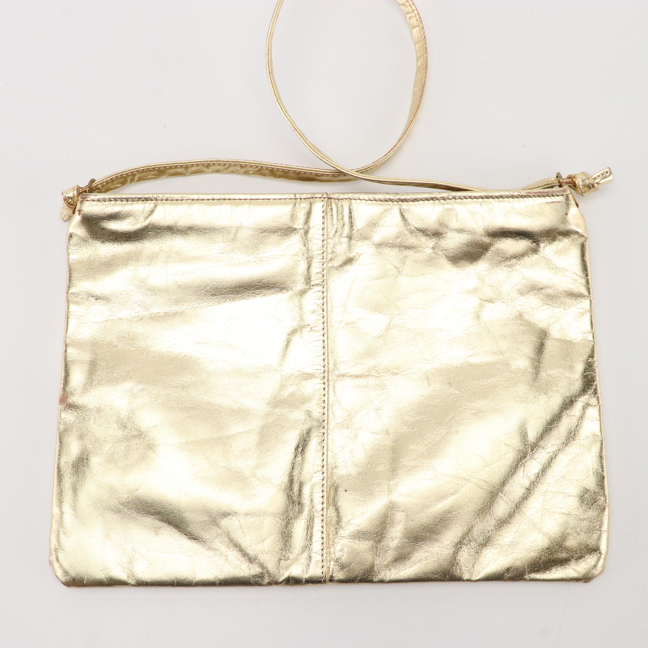 Dover Alto Estilo Flap Bag, Other Gold Leather Shoulder Bag & Purple Zip Pouch