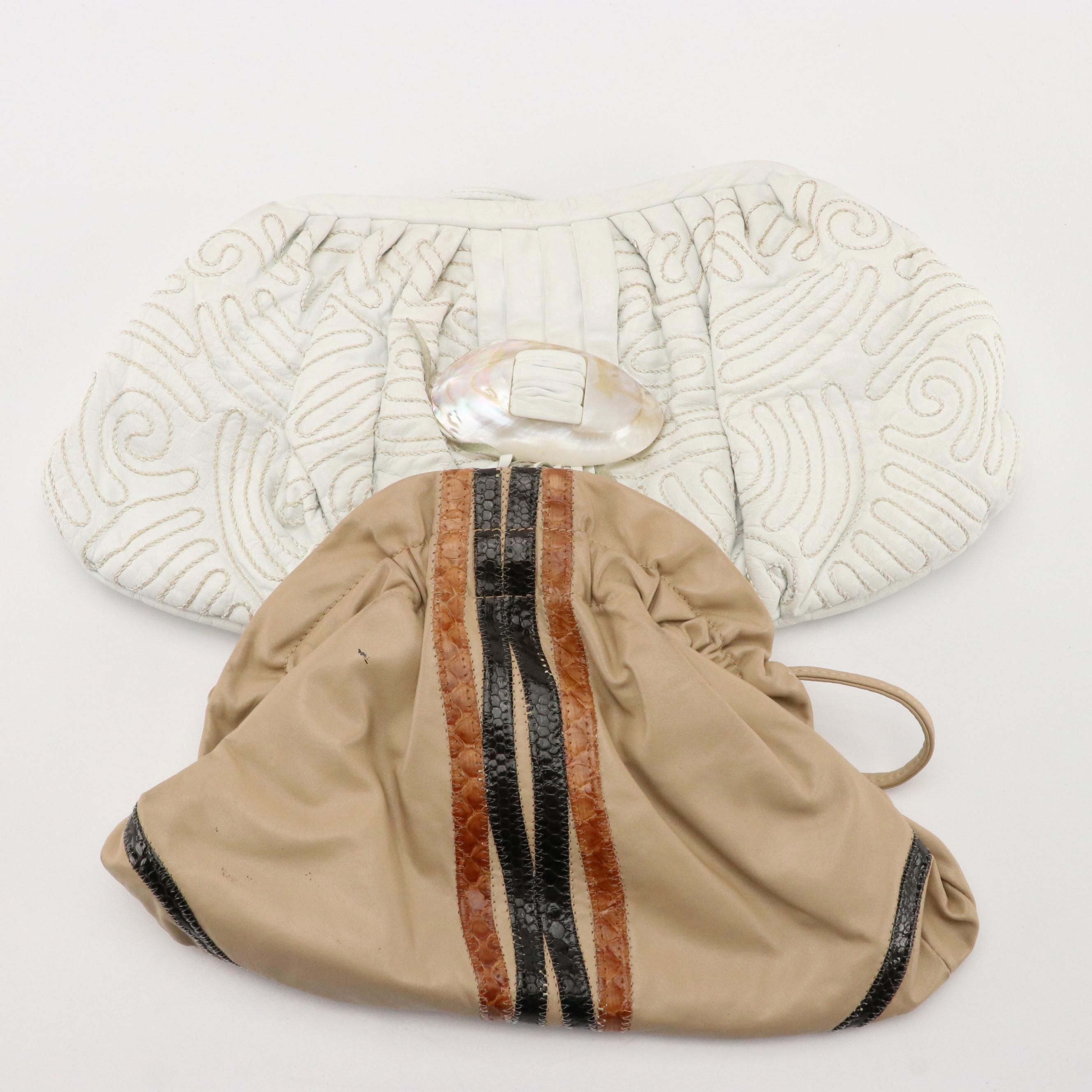 The Bay Boutique White Leather Shell Crossbody Maxi Clutch, Other Frame Bag