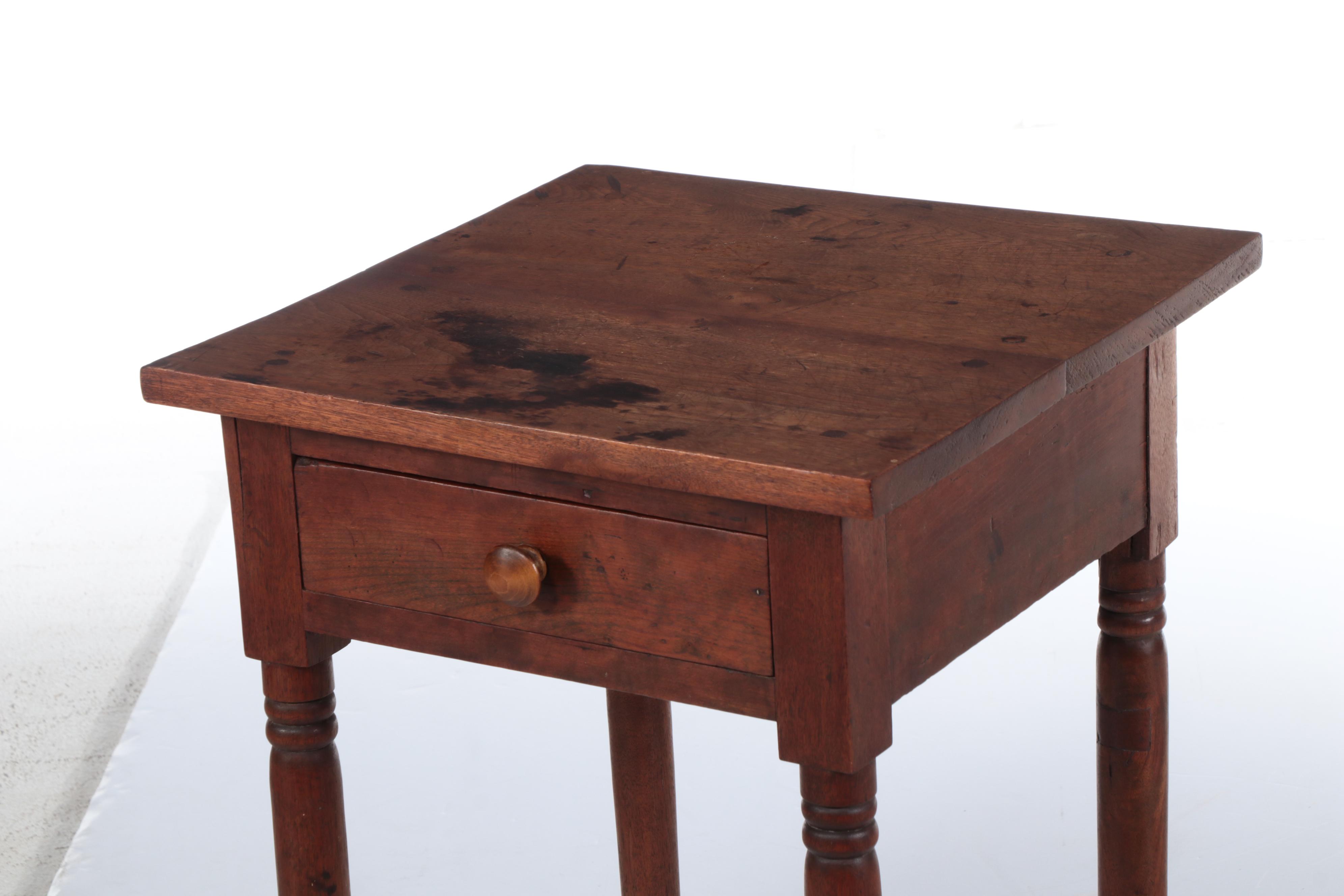 American Primitive Walnut Side Table, 19th Century