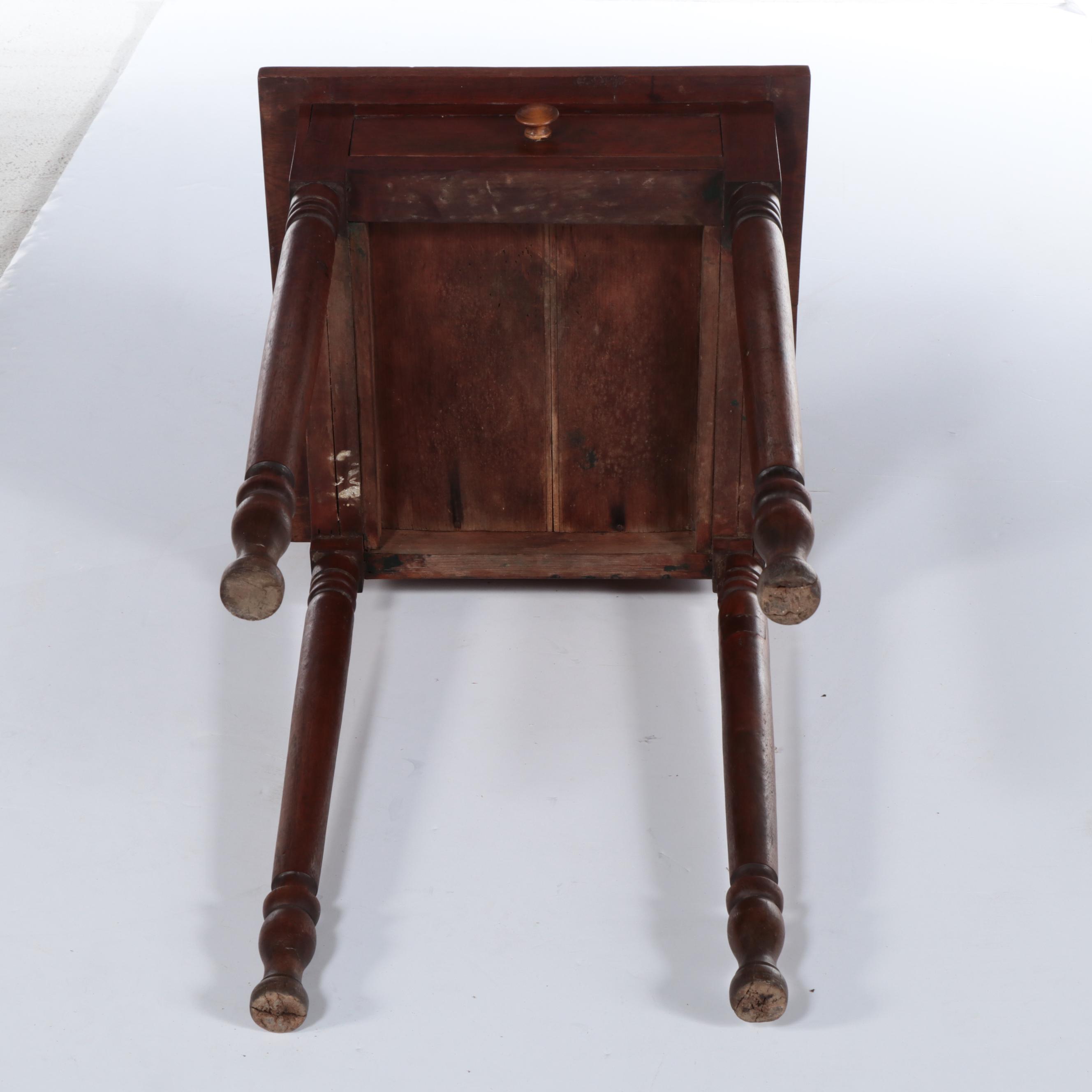 American Primitive Walnut Side Table, 19th Century