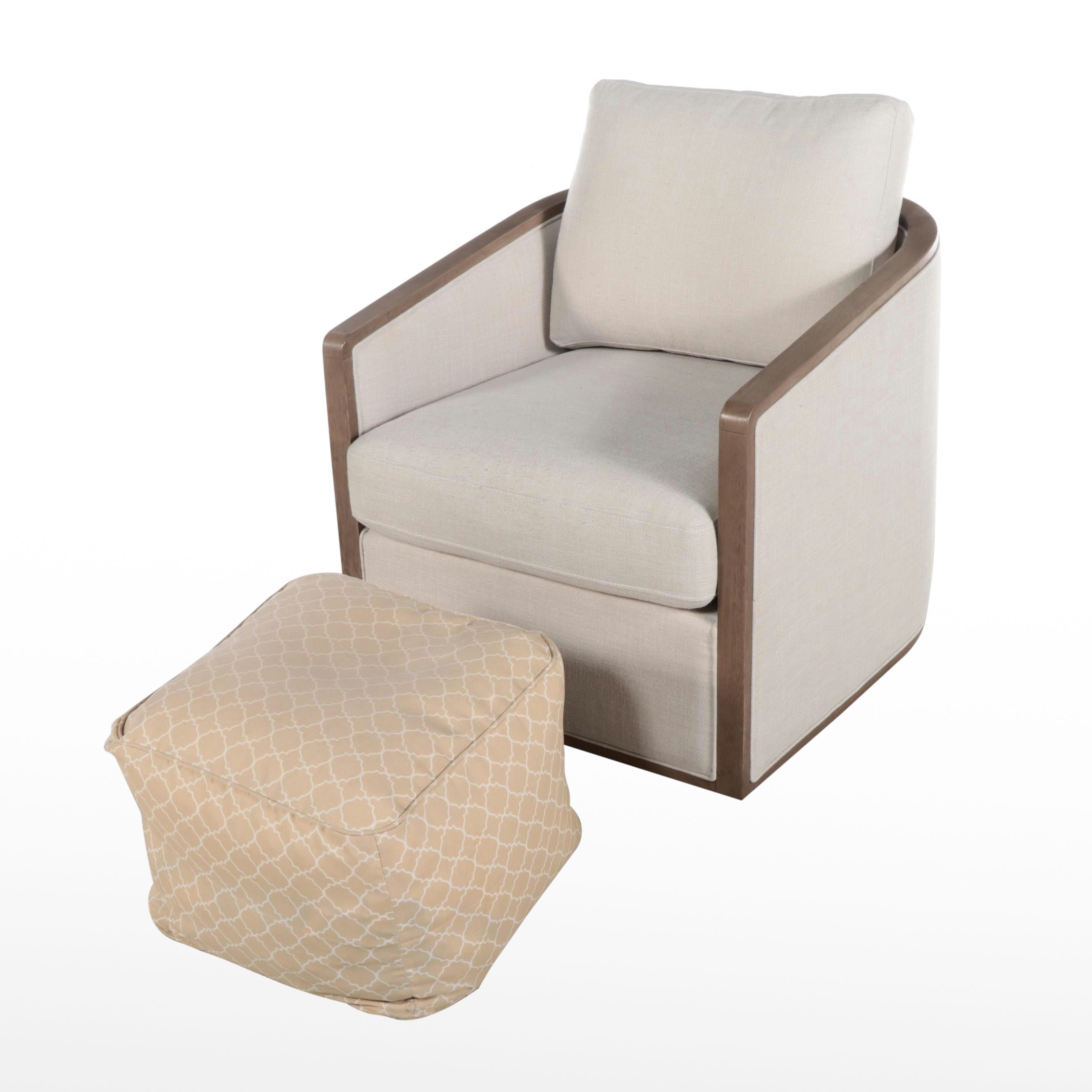 Living Style Swivel Club Chair and Pouf