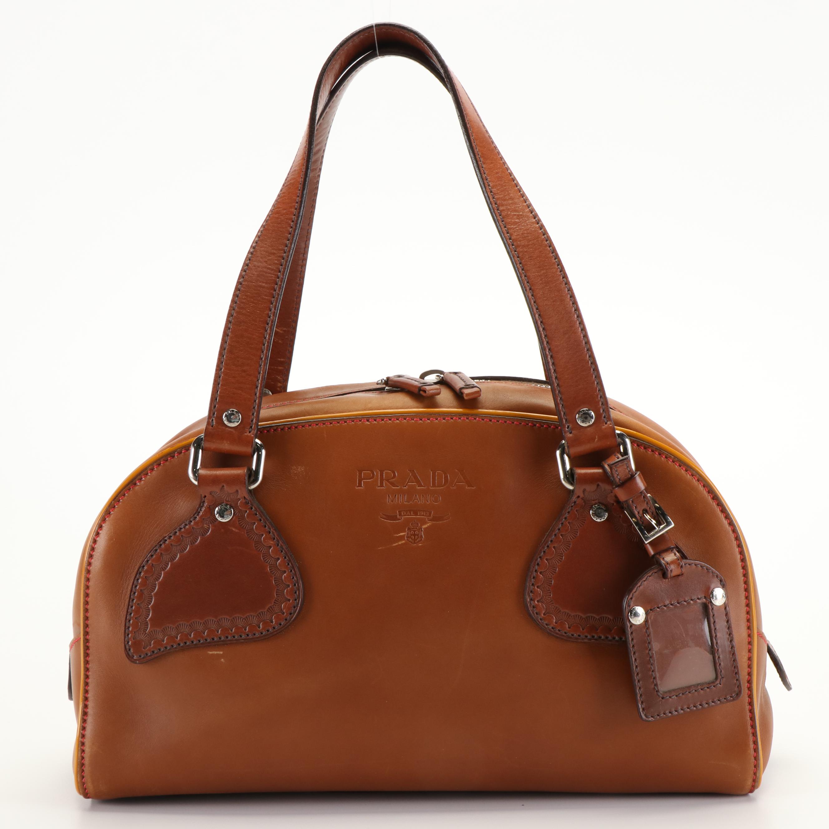 Prada Bowler Bag in Brown Vitello Sport Leather