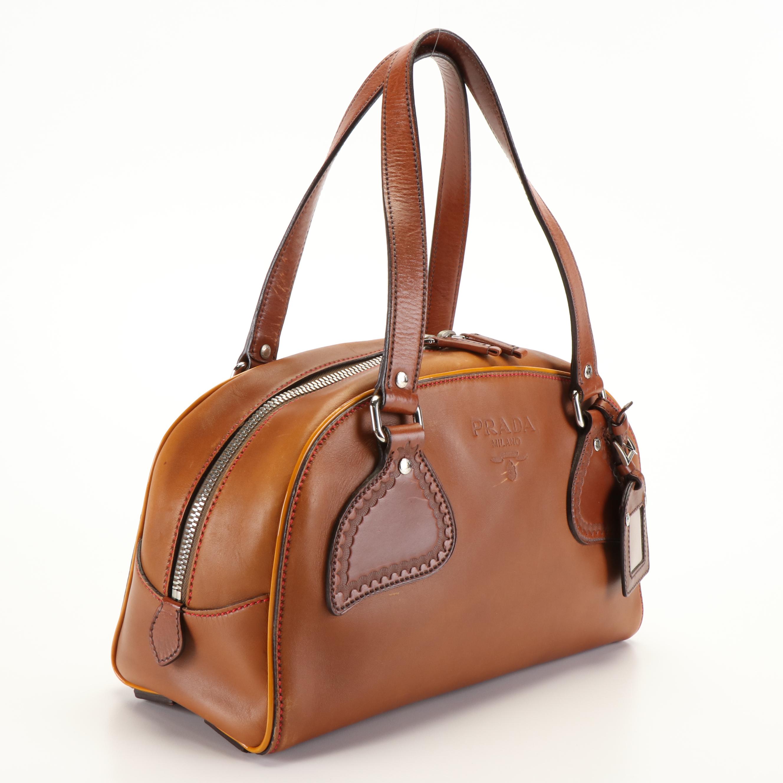 Prada Bowler Bag in Brown Vitello Sport Leather