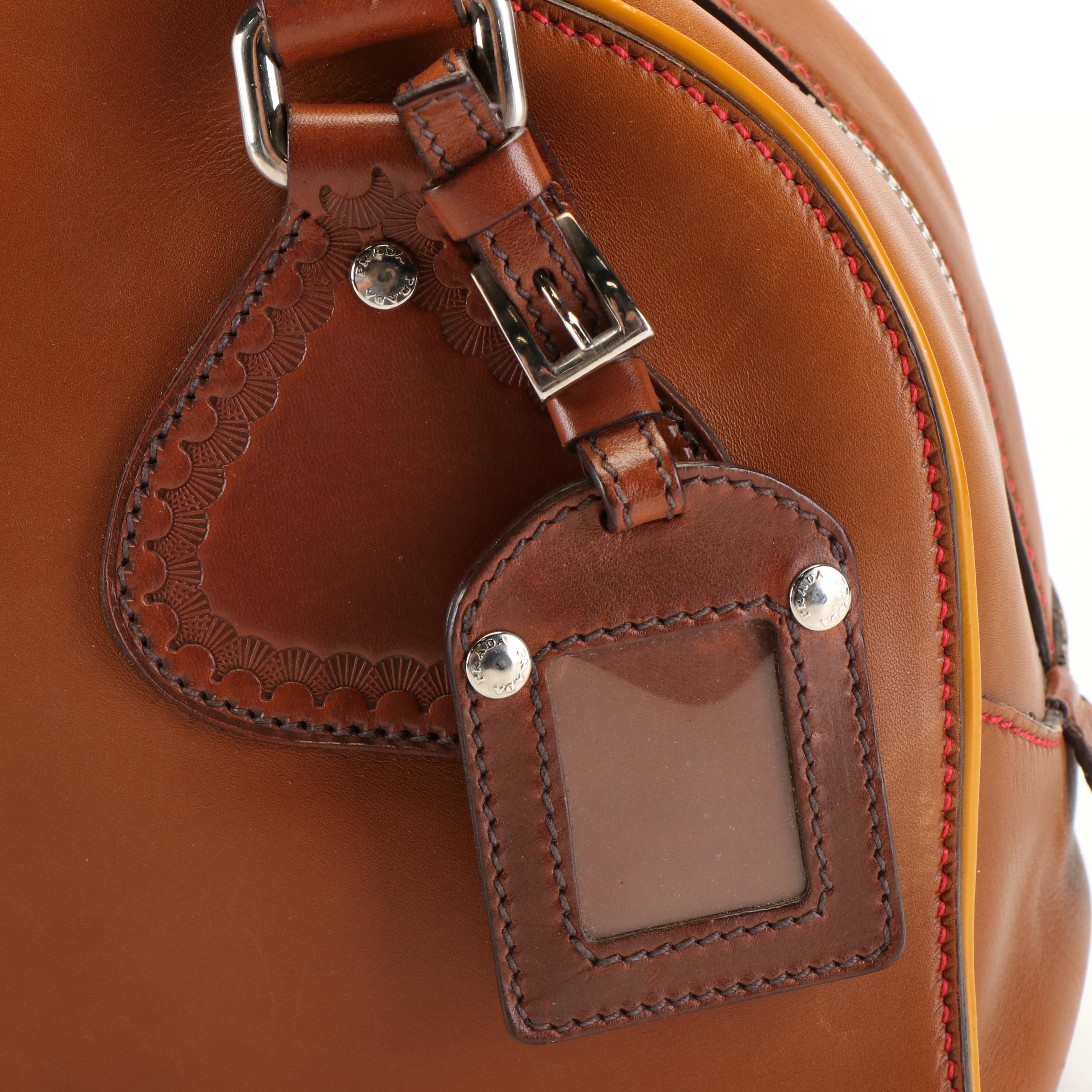 Prada Bowler Bag in Brown Vitello Sport Leather