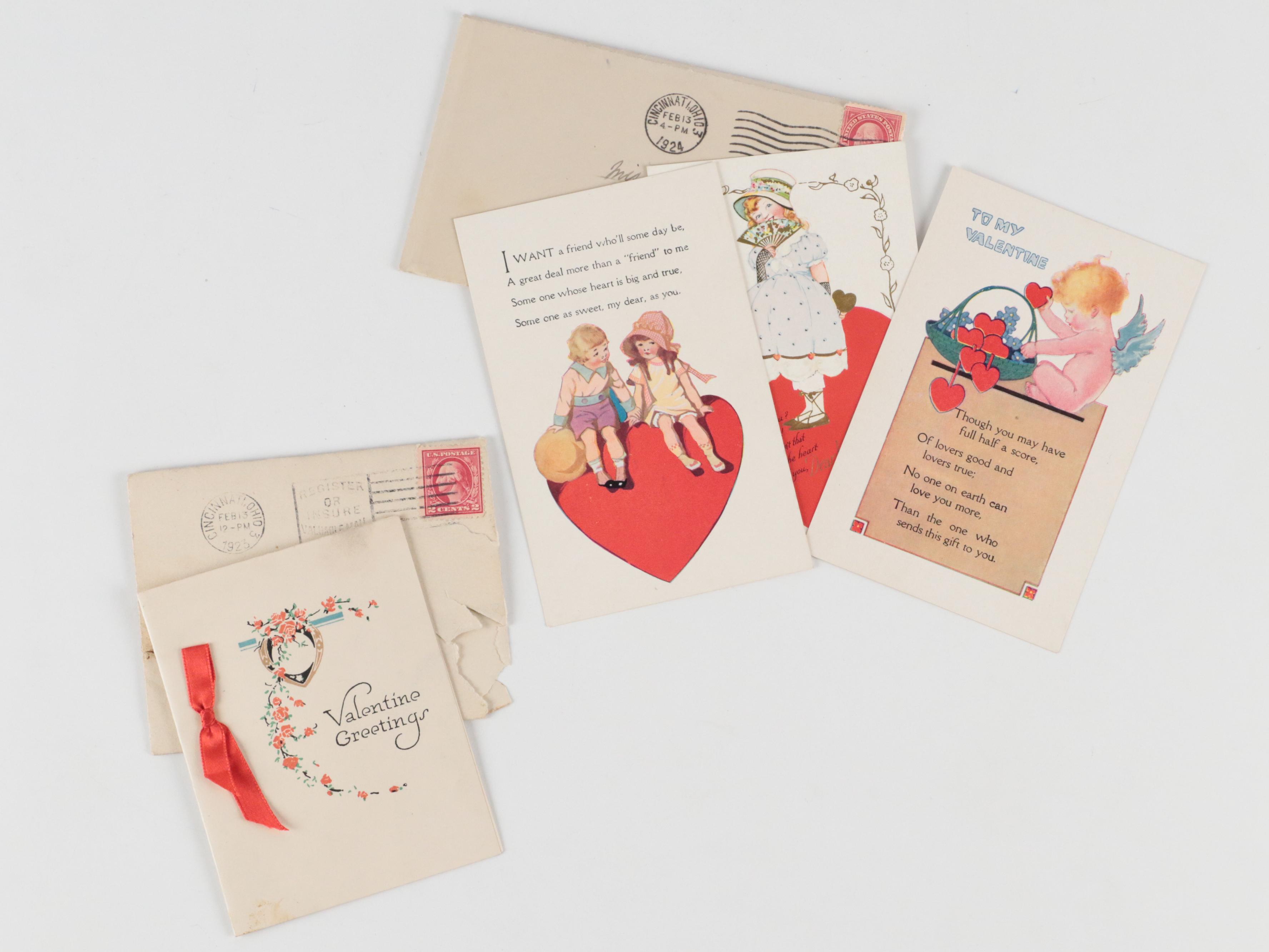 Valentine's Die-Cut Pop-Ups, Cards with Baby Photographs, Early 20th Century