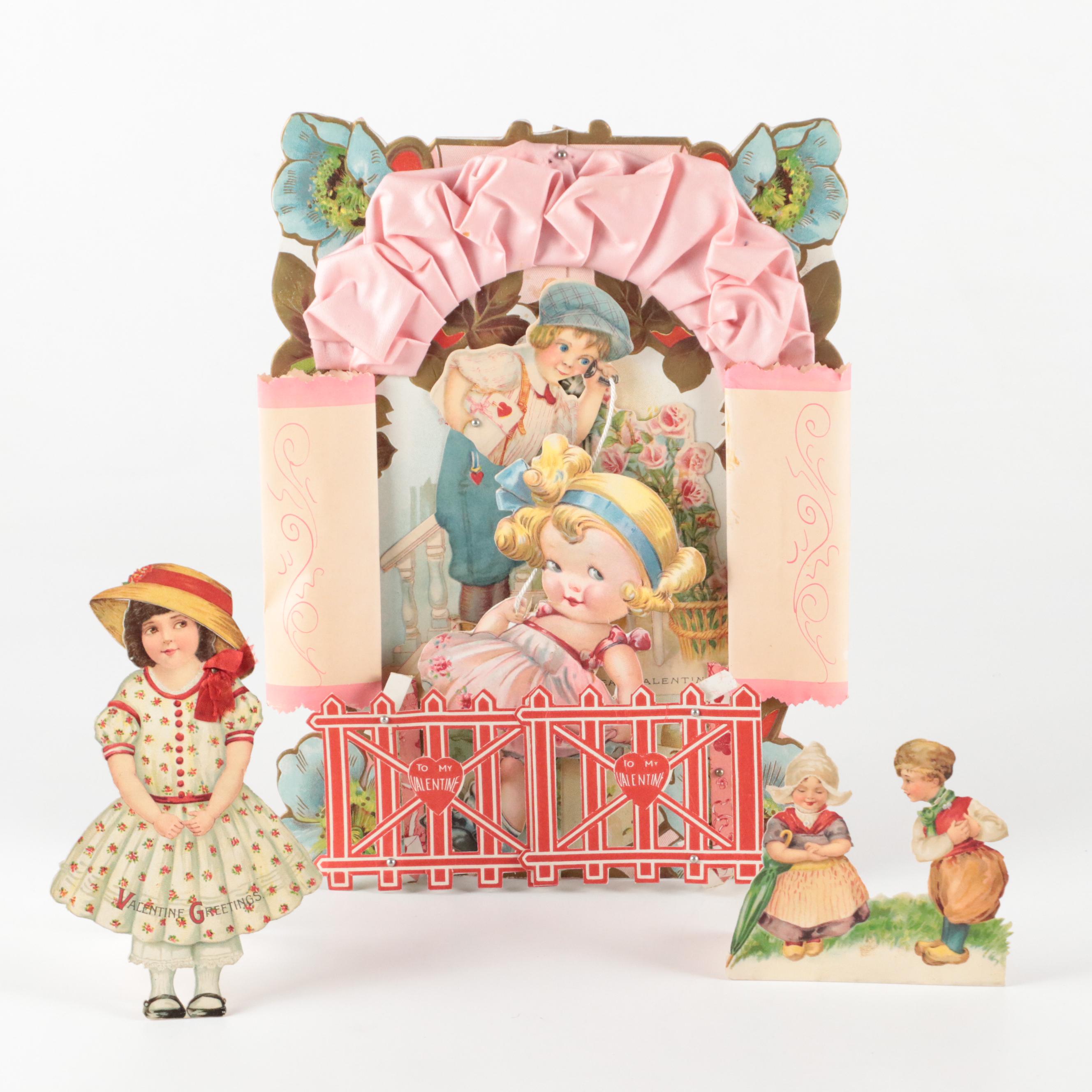 Valentine's Die-Cut Pop-Ups, Cards with Baby Photographs, Early 20th Century