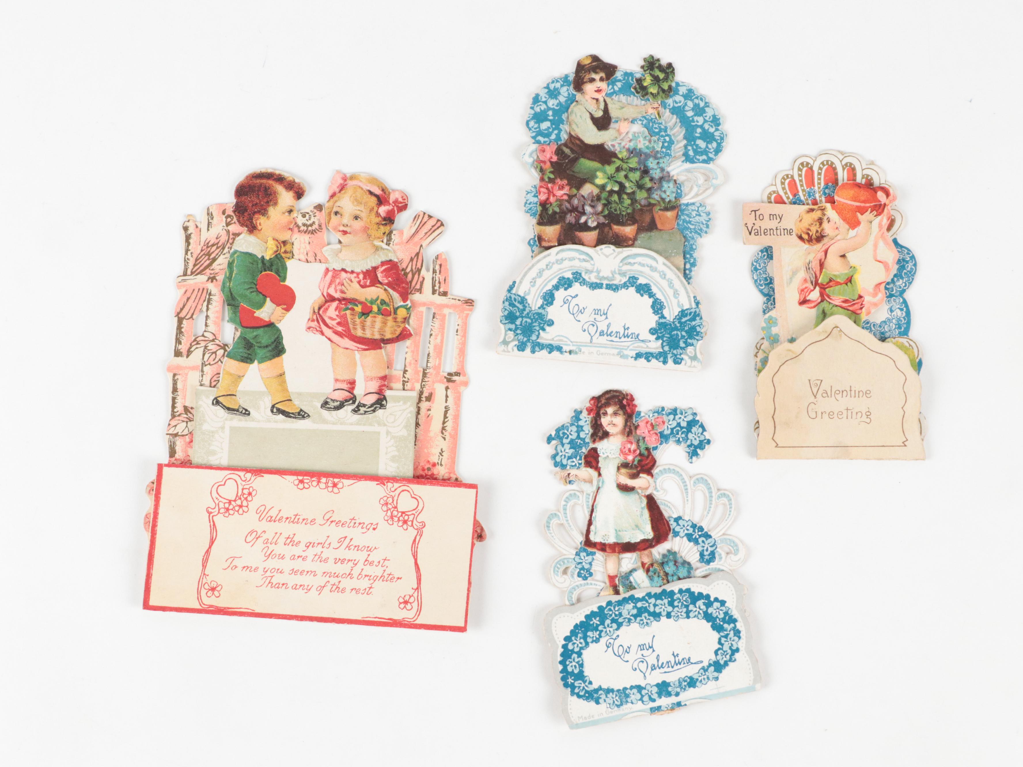 Valentine's Die-Cut Pop-Ups, Cards with Baby Photographs, Early 20th Century