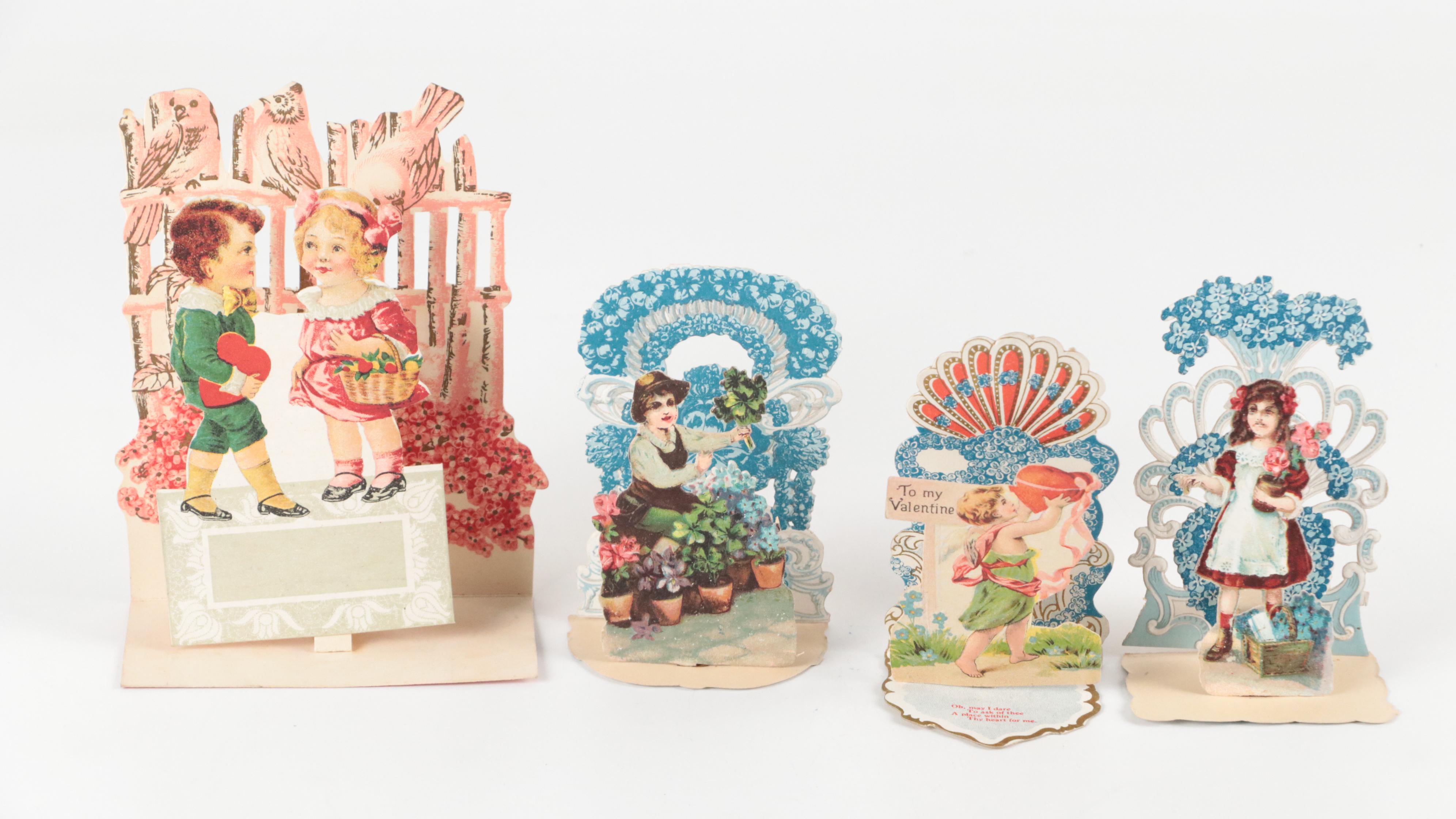 Valentine's Die-Cut Pop-Ups, Cards with Baby Photographs, Early 20th Century