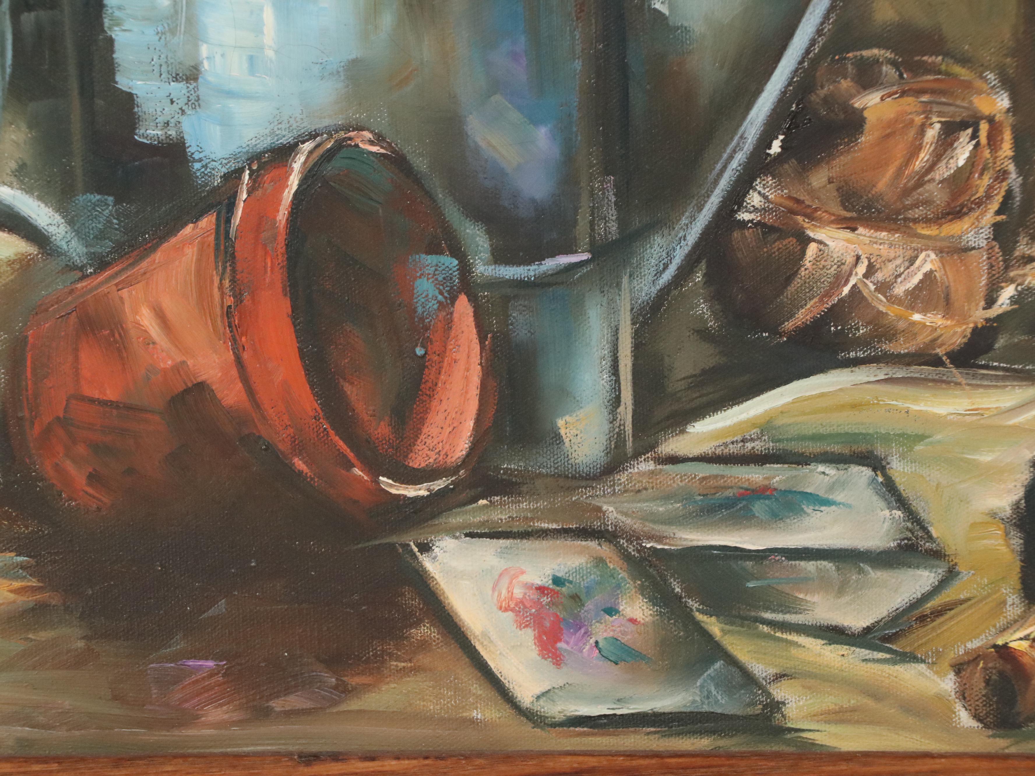 Gardening-Themed Still Life Oil Painting