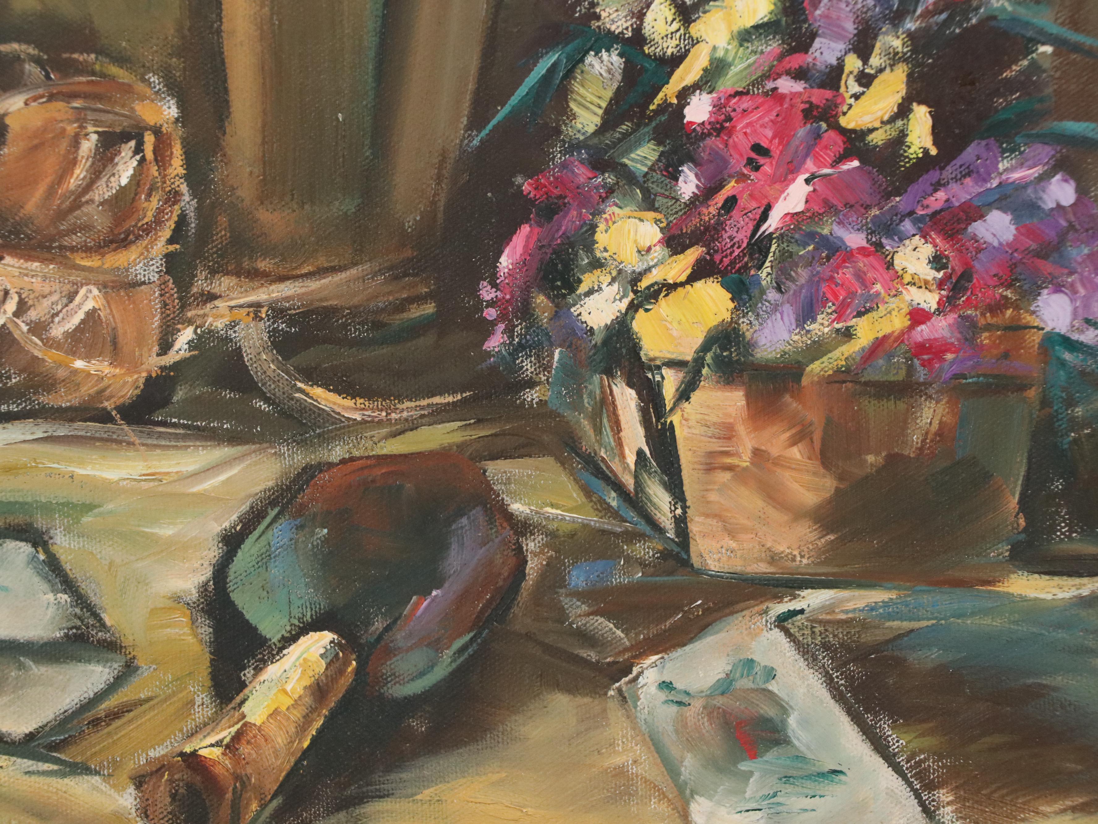 Gardening-Themed Still Life Oil Painting