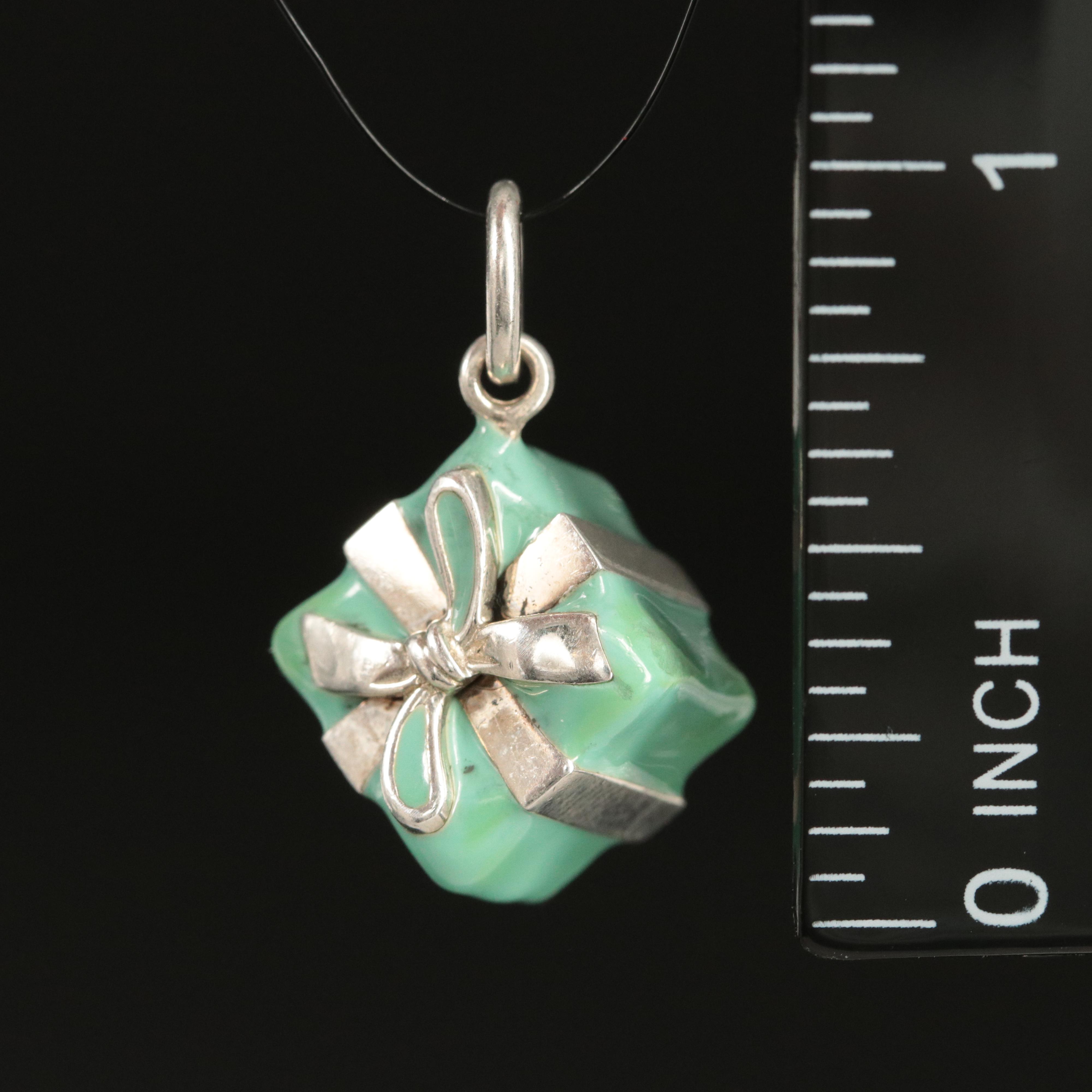 Tiffany & Co. Sterling Tiffany Blue Enamel Gift Box Charm