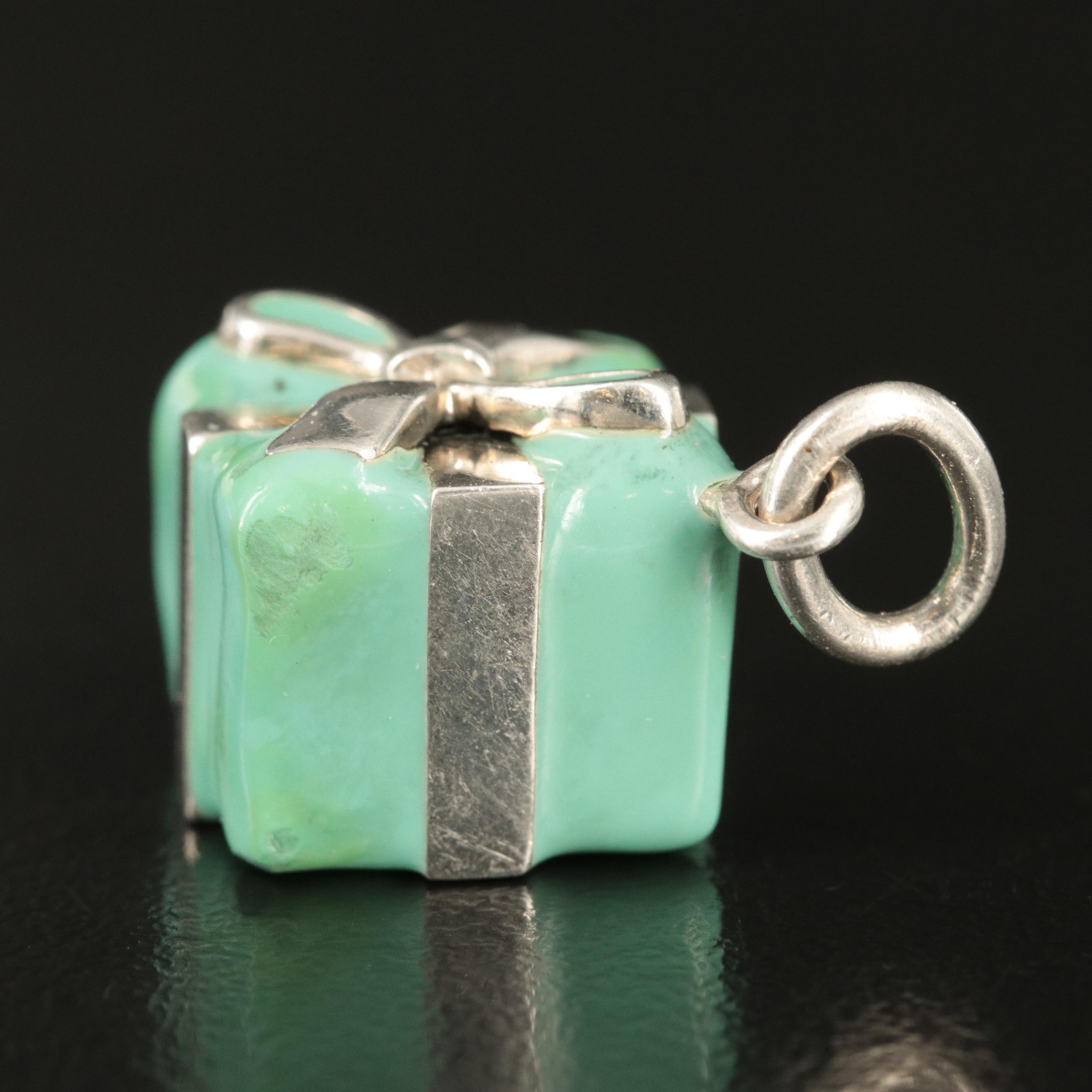 Tiffany & Co. Sterling Tiffany Blue Enamel Gift Box Charm