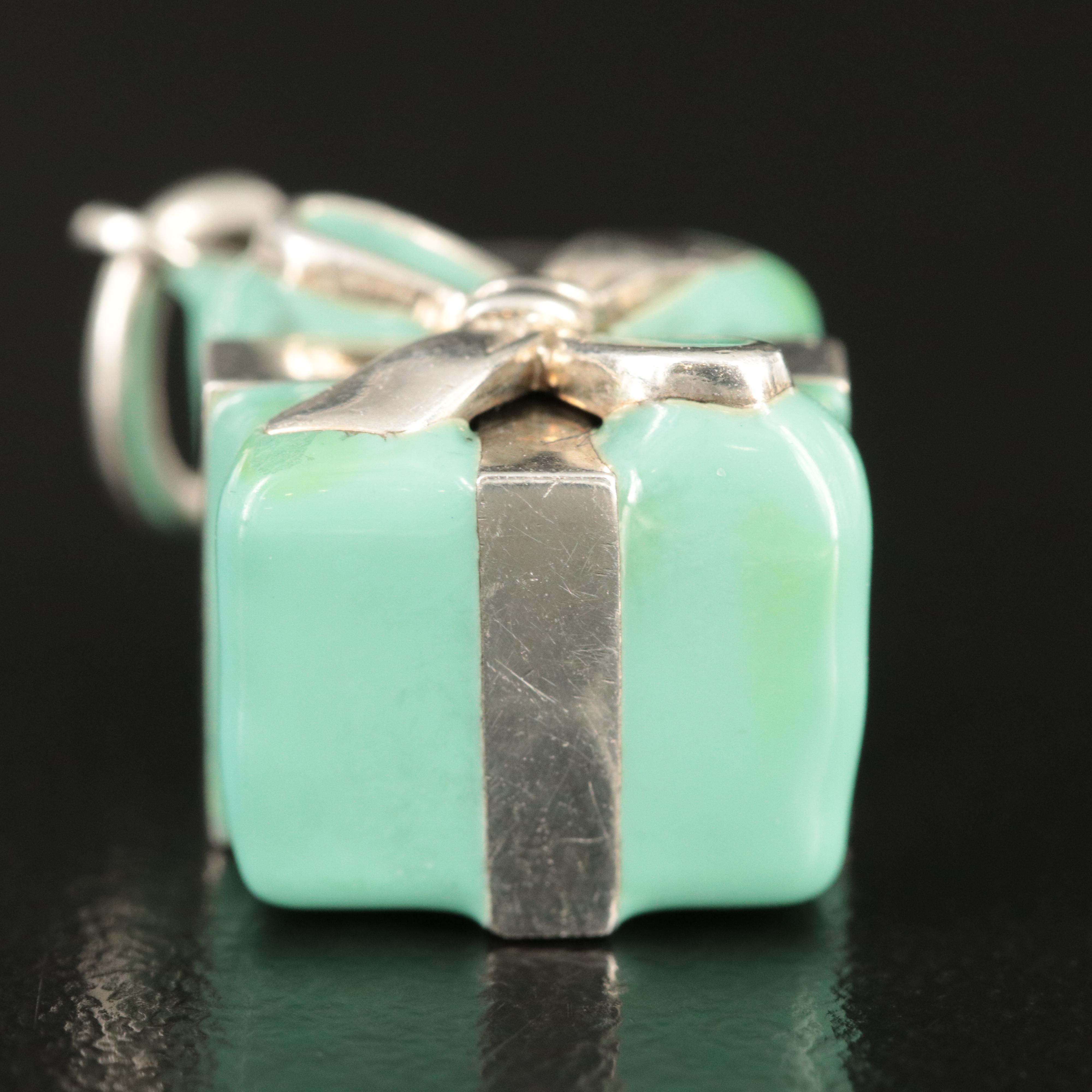Tiffany & Co. Sterling Tiffany Blue Enamel Gift Box Charm