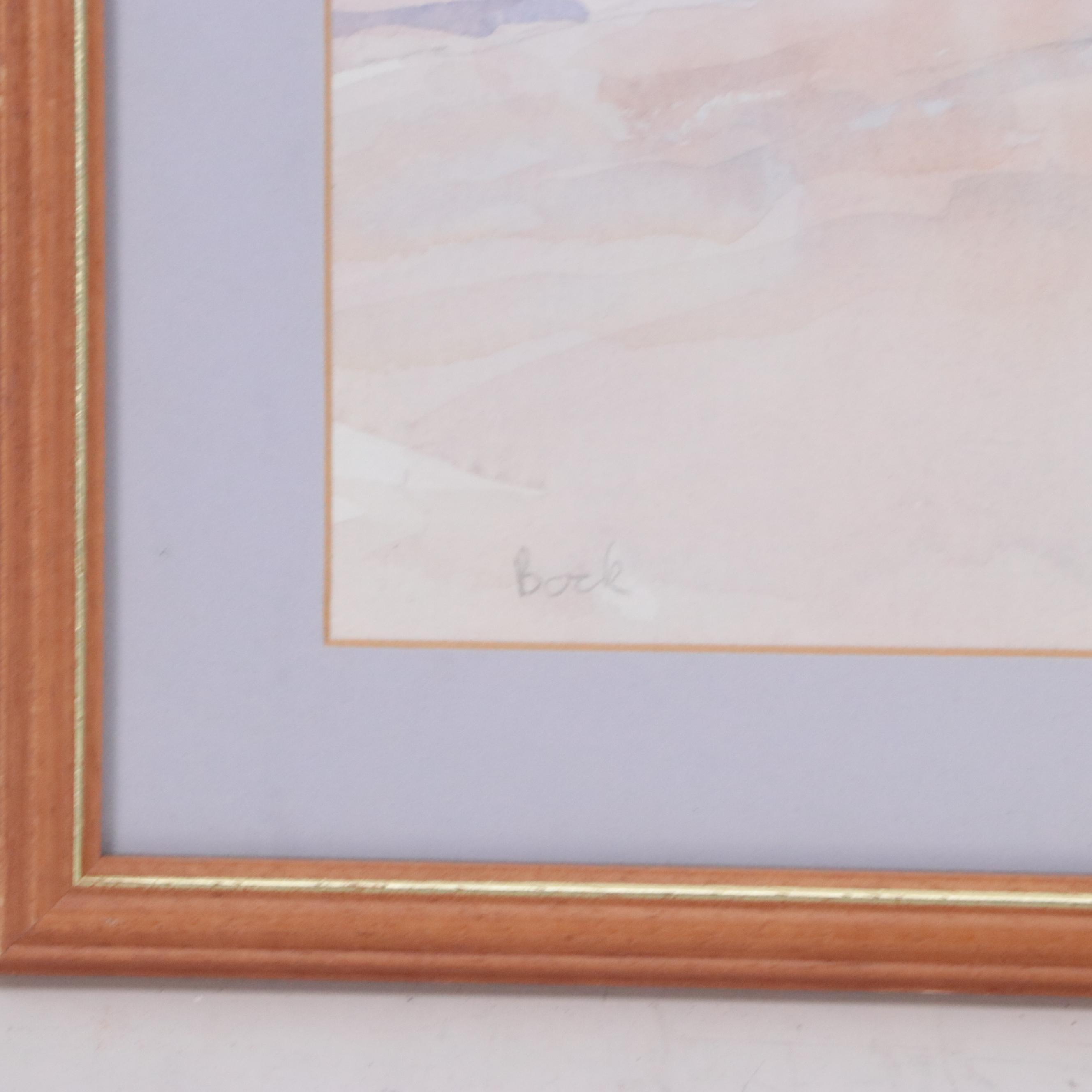 Terry Burke Watercolor Painting of Harbor Scene "Bock"