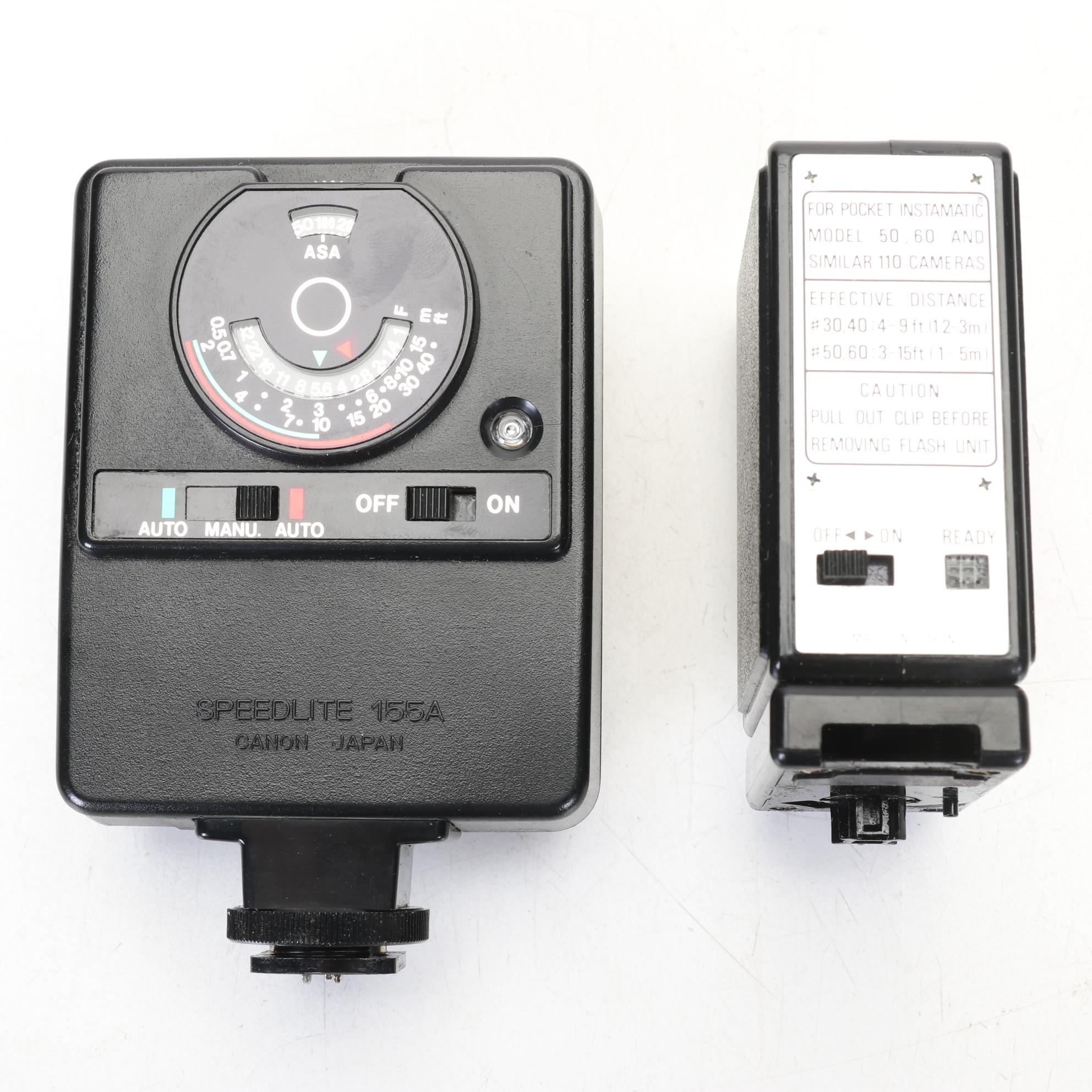 Canon AE-1 Camera Body with Lens, Albinar-ADG Lens and Kodak Instamatic Camera