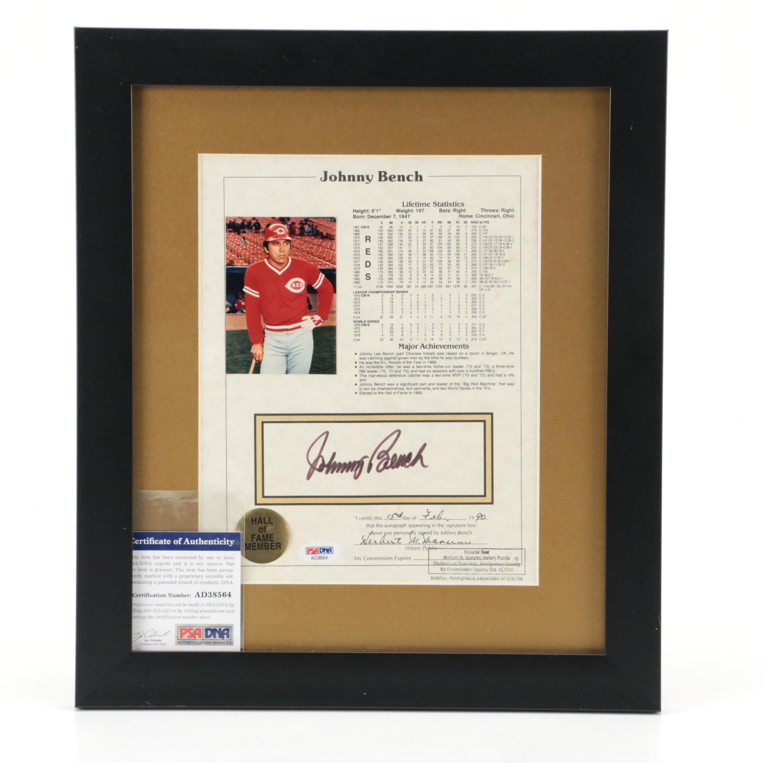 Johnny Bench Signed HOF Display with Pete Rose Signed Cincinnati Reds Print