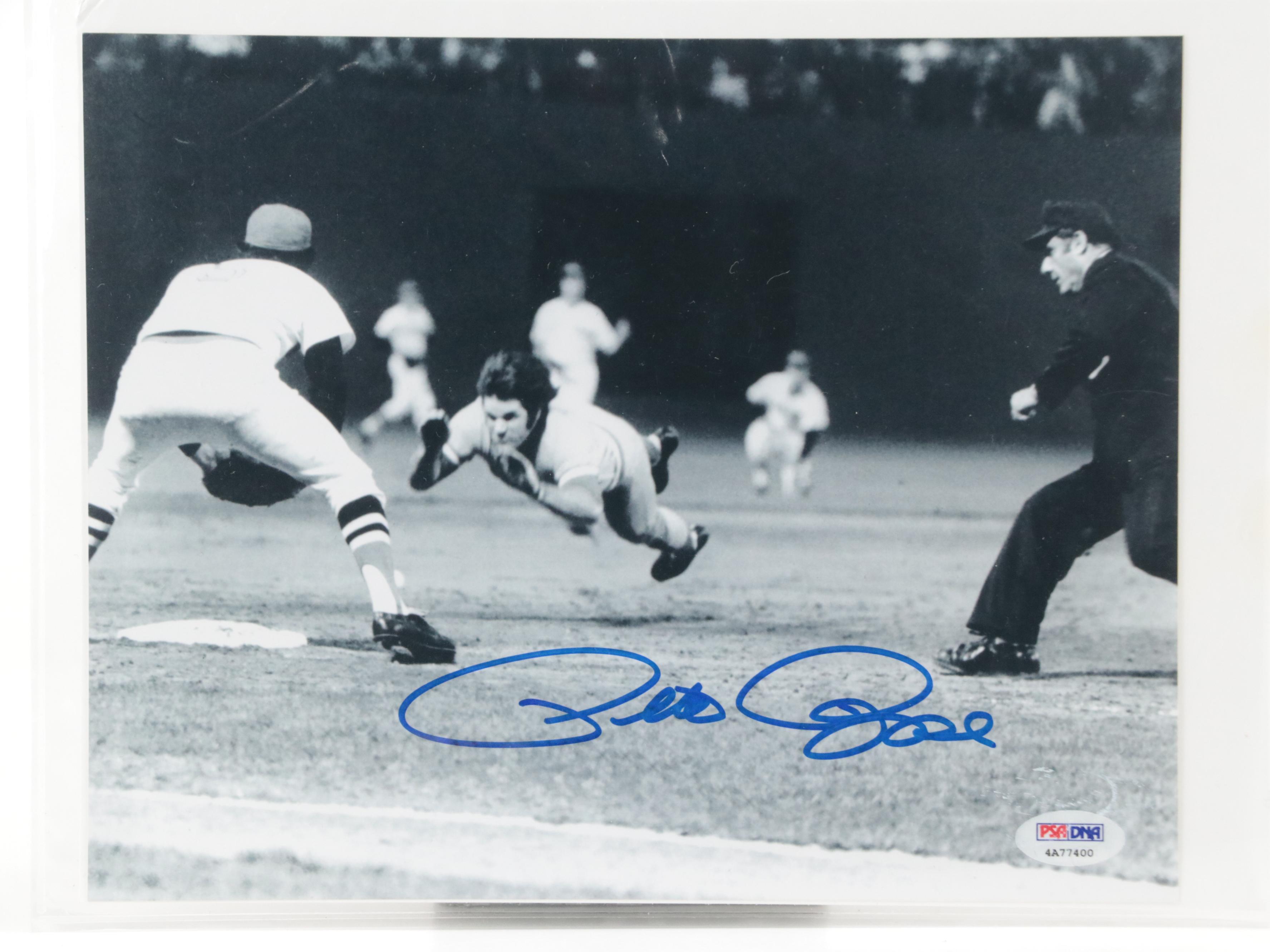 Johnny Bench Signed HOF Display with Pete Rose Signed Cincinnati Reds Print