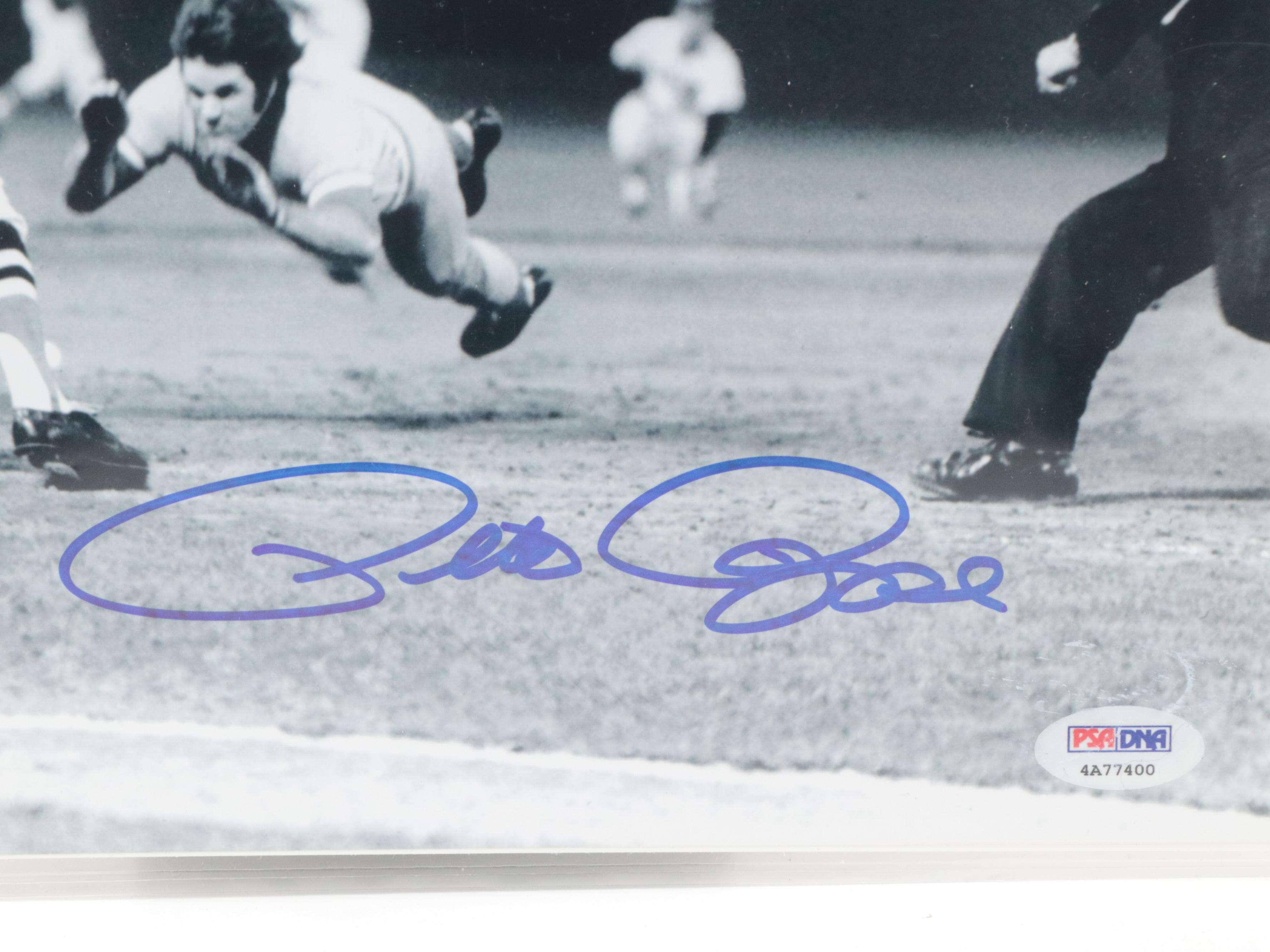 Johnny Bench Signed HOF Display with Pete Rose Signed Cincinnati Reds Print